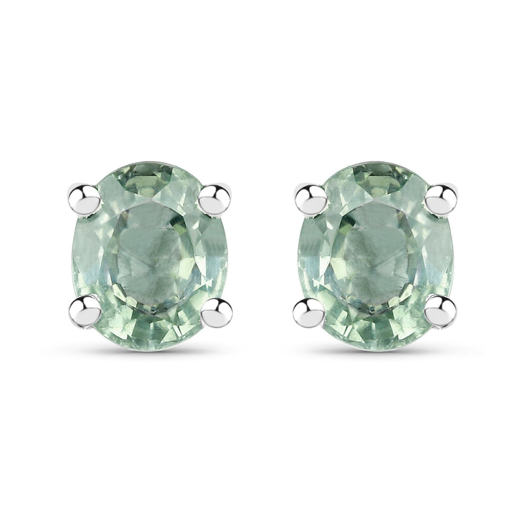 0.68 Carat Genuine Green Sapphire .925 Sterling Silver Earrings