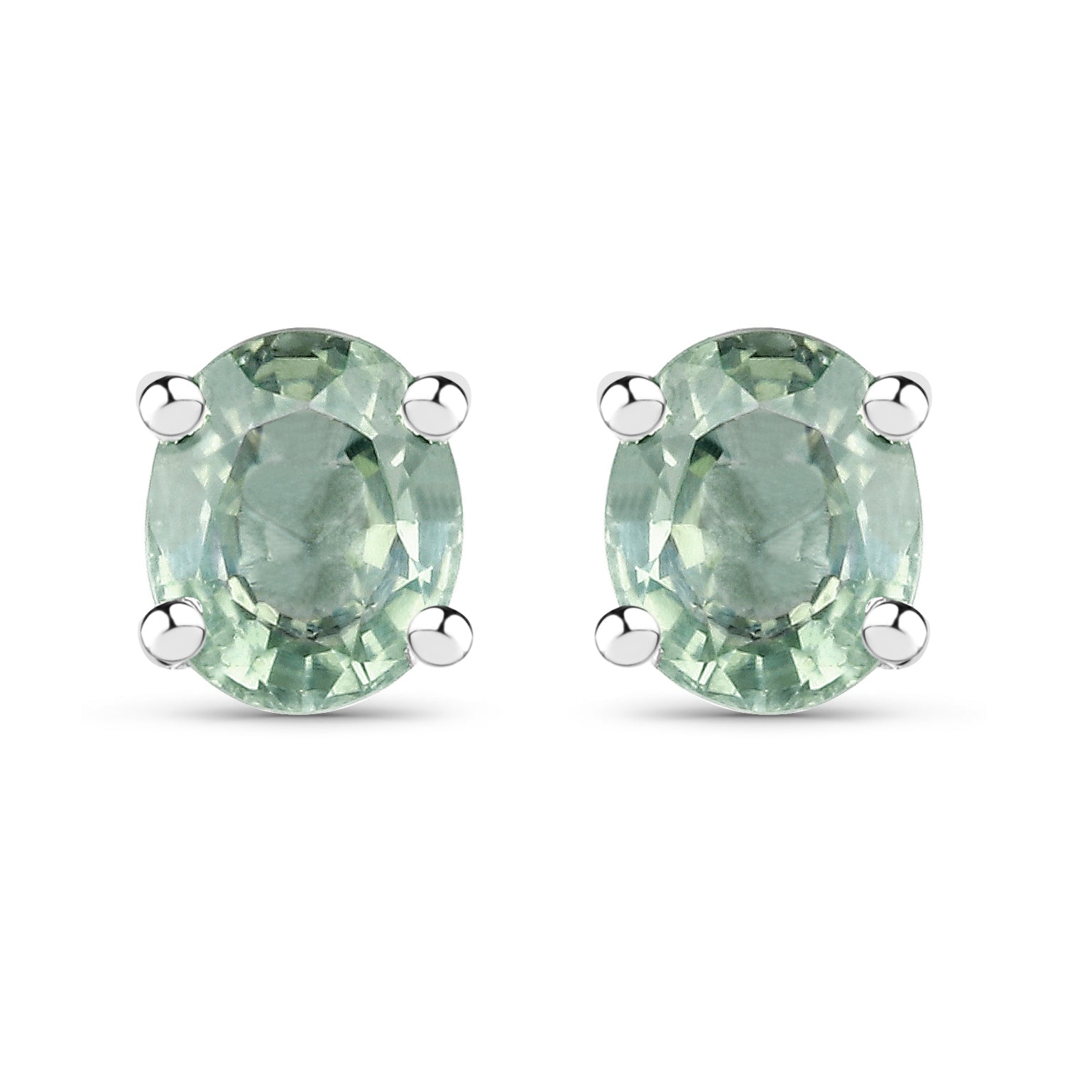 0.68 Carat Genuine Green Sapphire .925 Sterling Silver Earrings