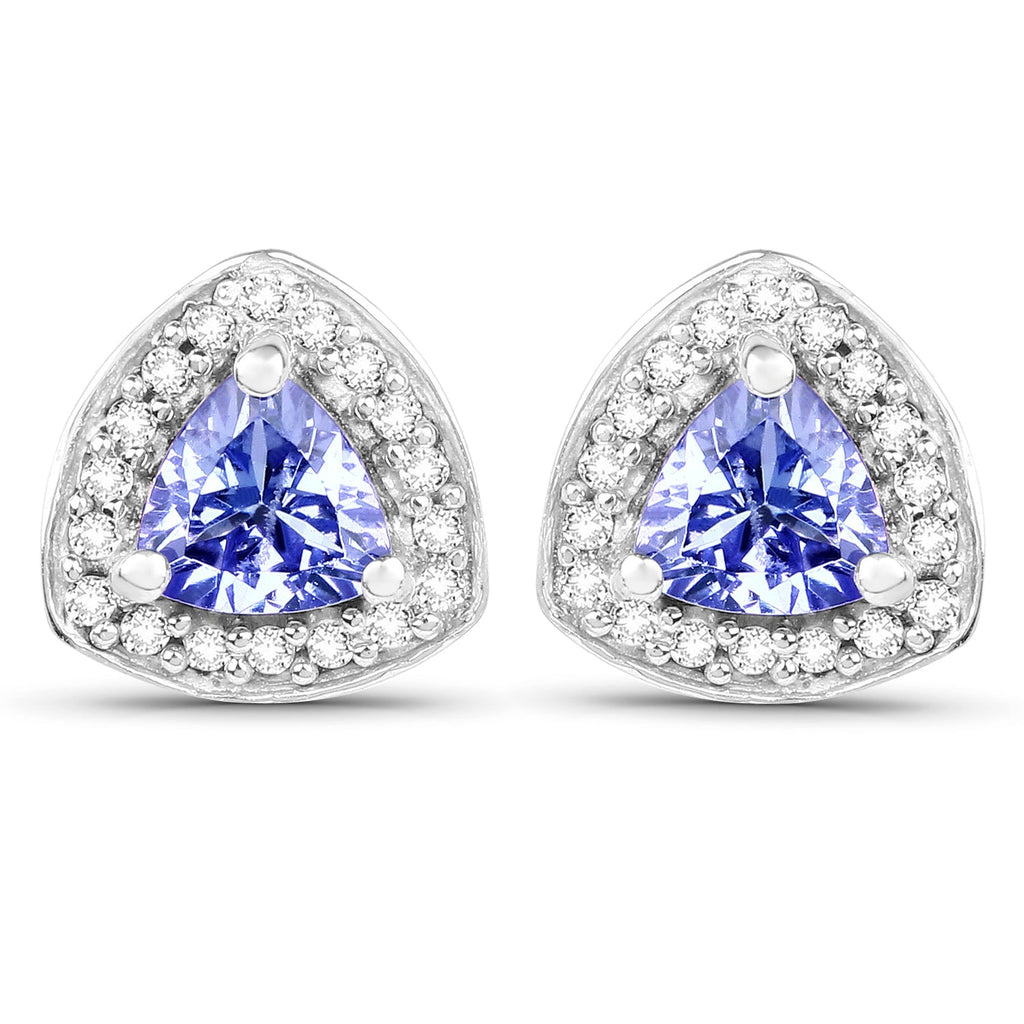 3.22 Carat Genuine Tanzanite & White Topaz .925 Sterling Silver Ring