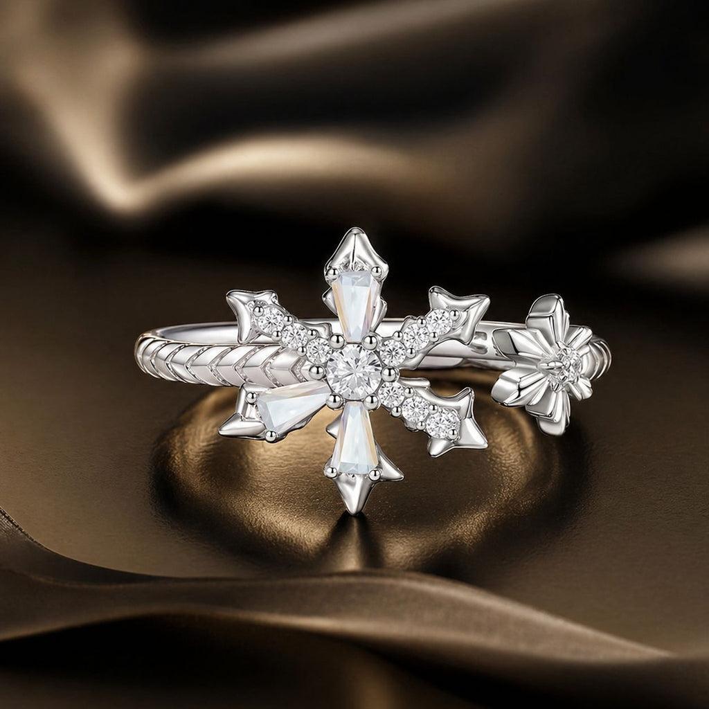 925 Sterling Silver Ring with White Gold Plating and CZ for Women