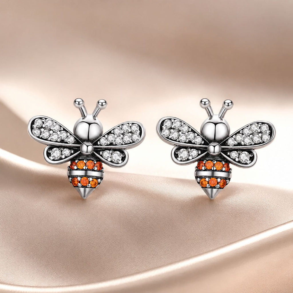 925 Sterling Silver Earrings with Pavé Setting CZ - 1.2x1.4cm for Women