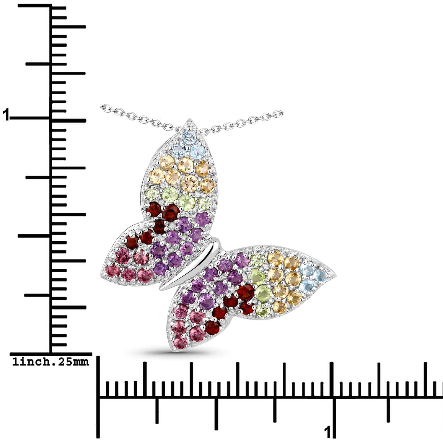 1.62 Carat Genuine Multi-Stone .925 Sterling Silver Pendant