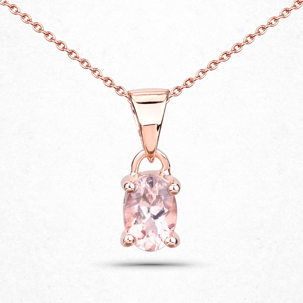 18K Rose Gold Plated 0.70 Carat Genuine Morganite .925 Sterling Silver Pendant