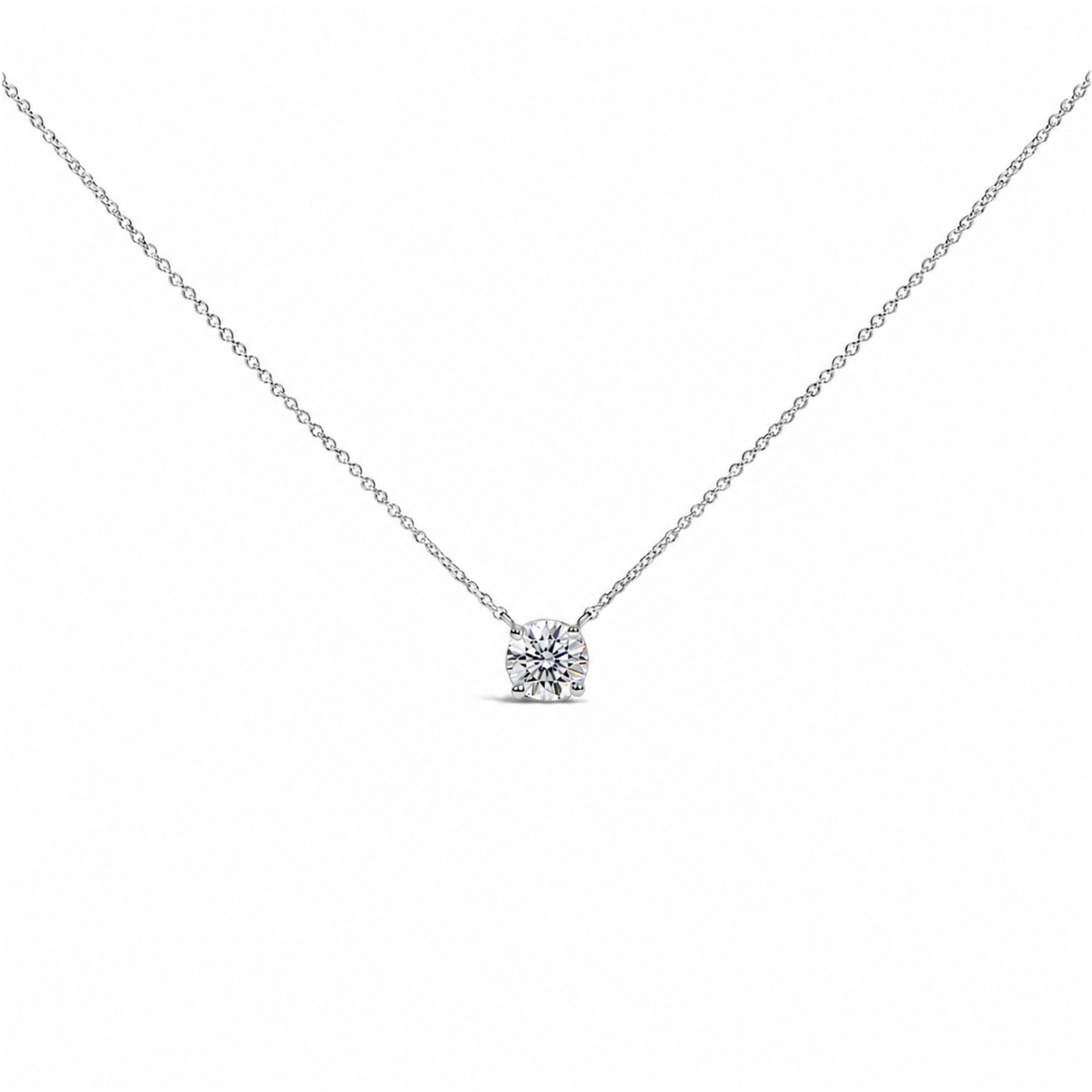 14K White Gold 1.00 Cttw Lab Grown Diamond Solitaire Pendant