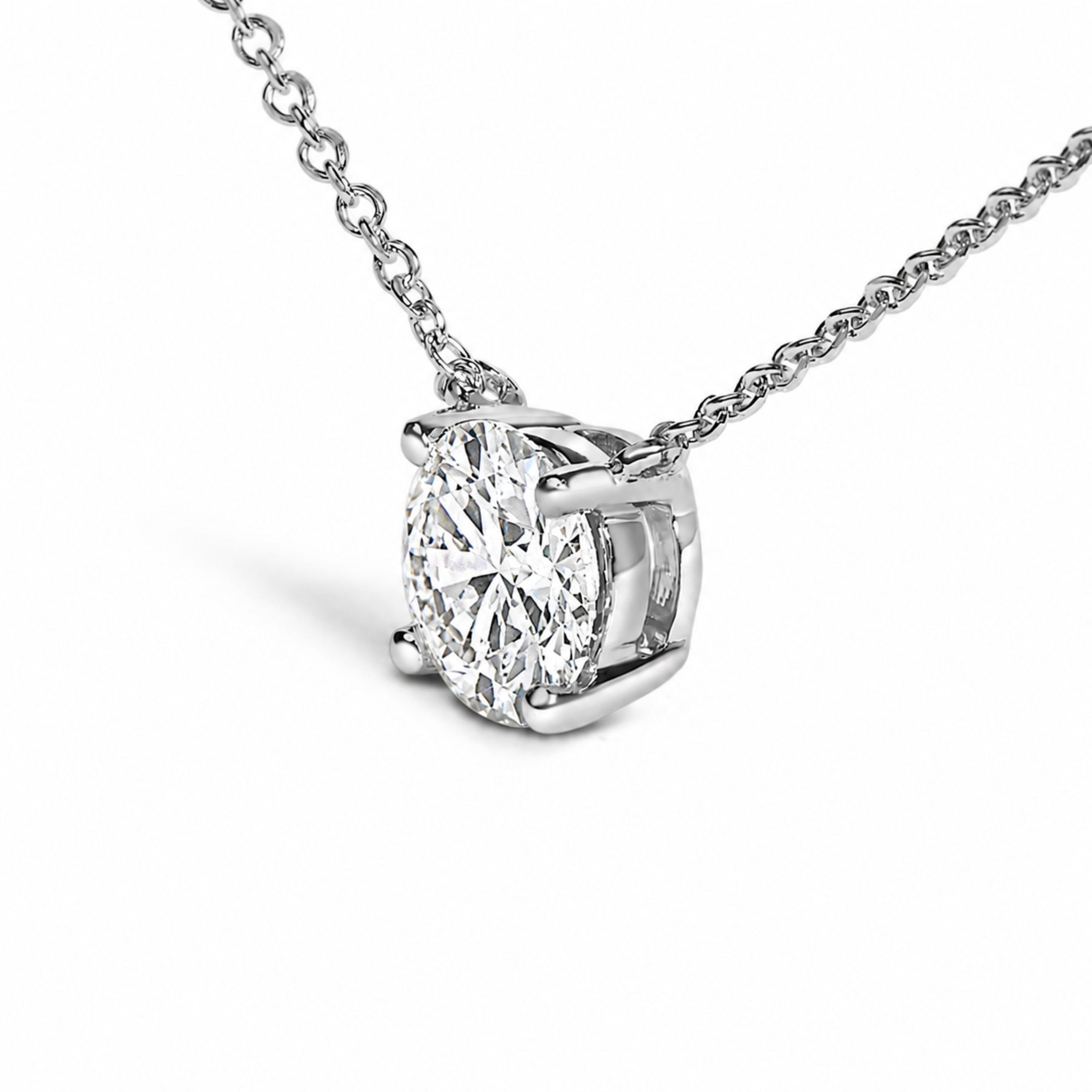 14K White Gold 1.00 Cttw Lab Grown Diamond Solitaire Pendant