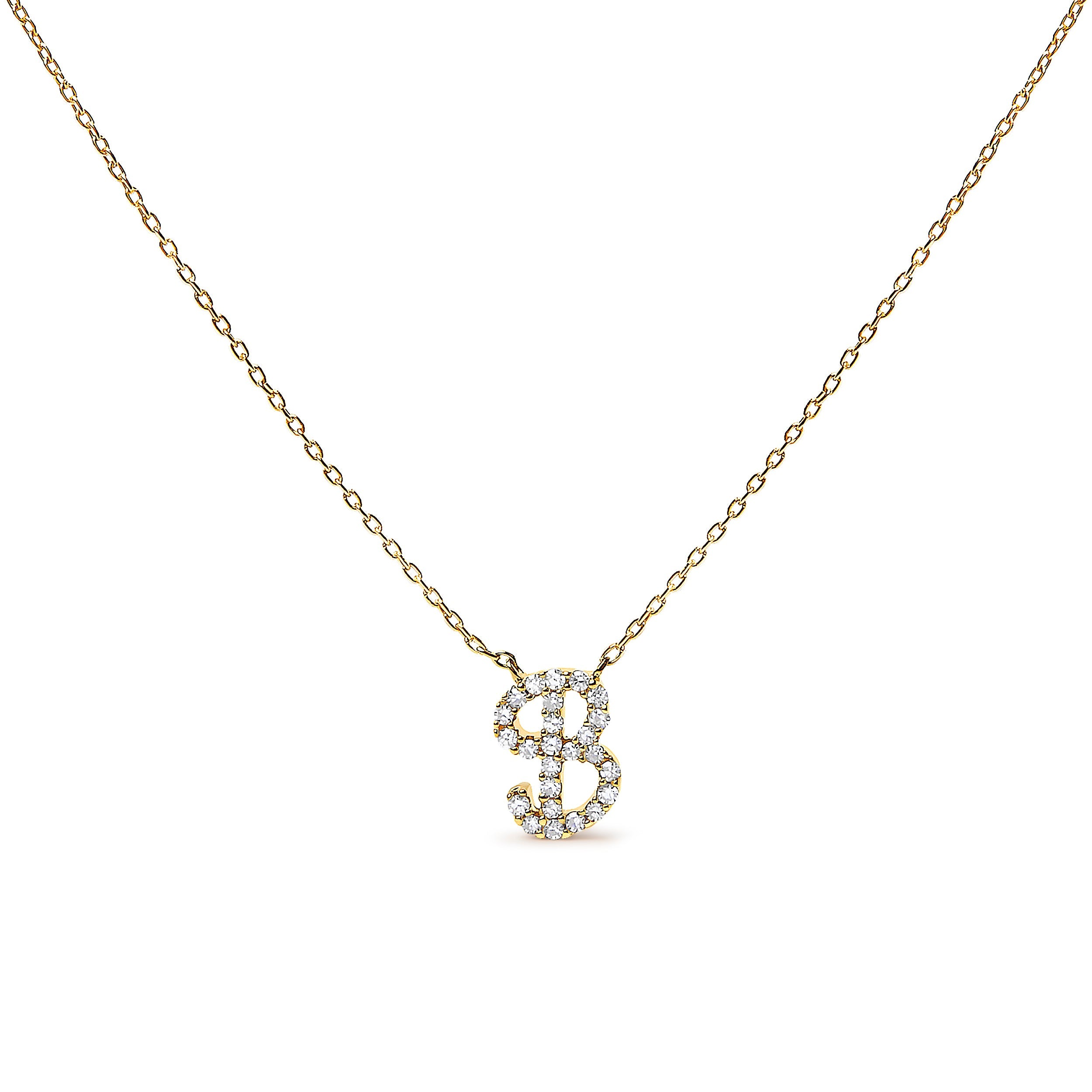 10K White Gold Diamond Accent "A" Initial Script Style Pendant Necklace