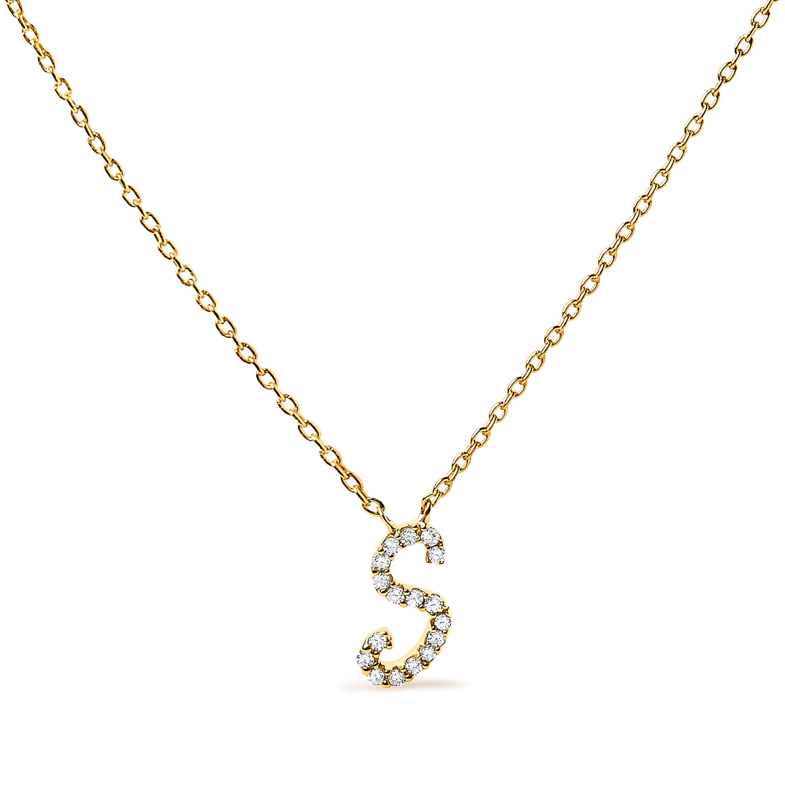 10K White Gold Diamond Accent "A" Initial Script Style Pendant Necklace