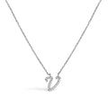 10K White Gold Diamond Accent "A" Initial Script Style Pendant Necklace