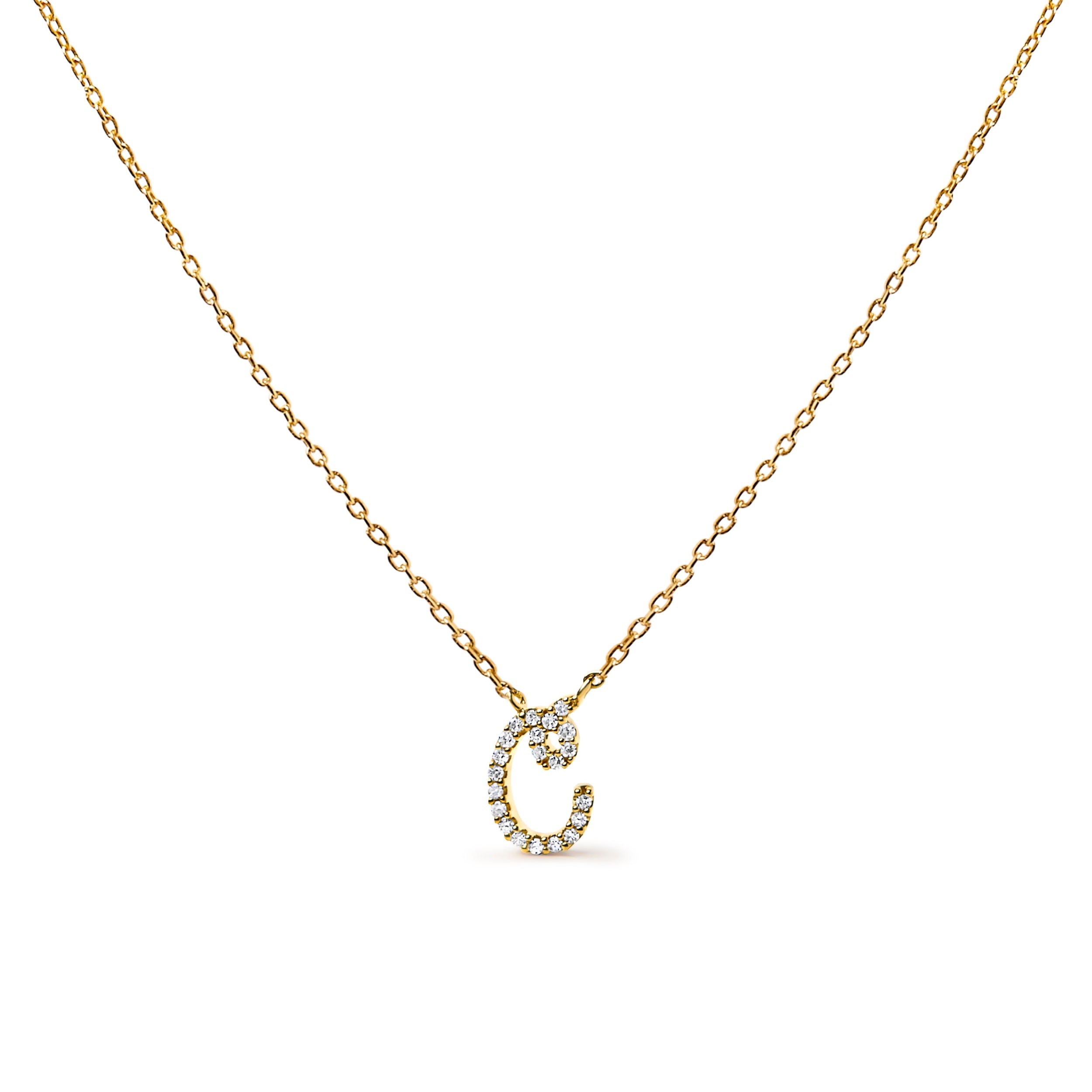 14K White Gold Diamond Accent "A" Initial Script Style Pendant Necklace