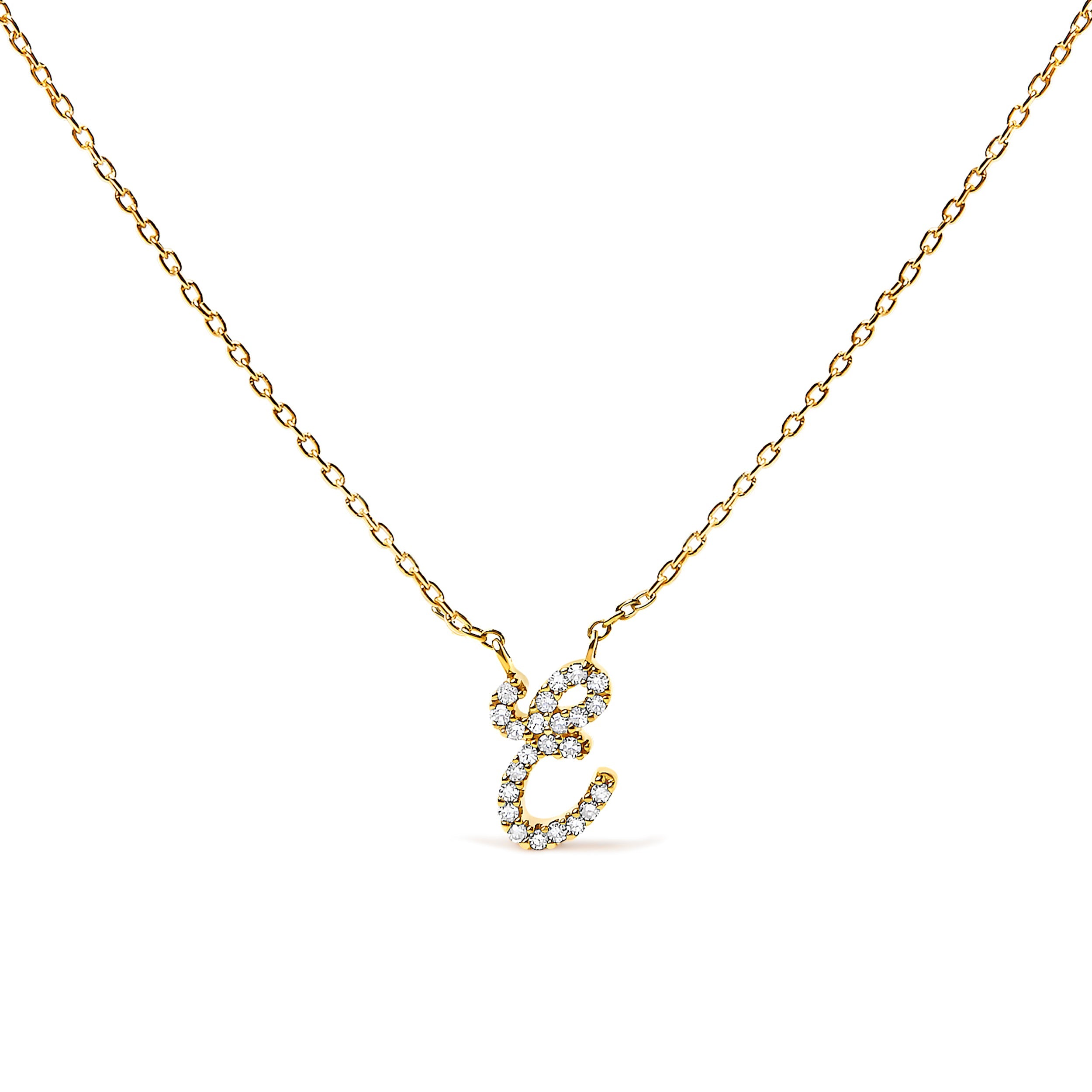 14K White Gold Diamond Accent "A" Initial Script Style Pendant Necklace