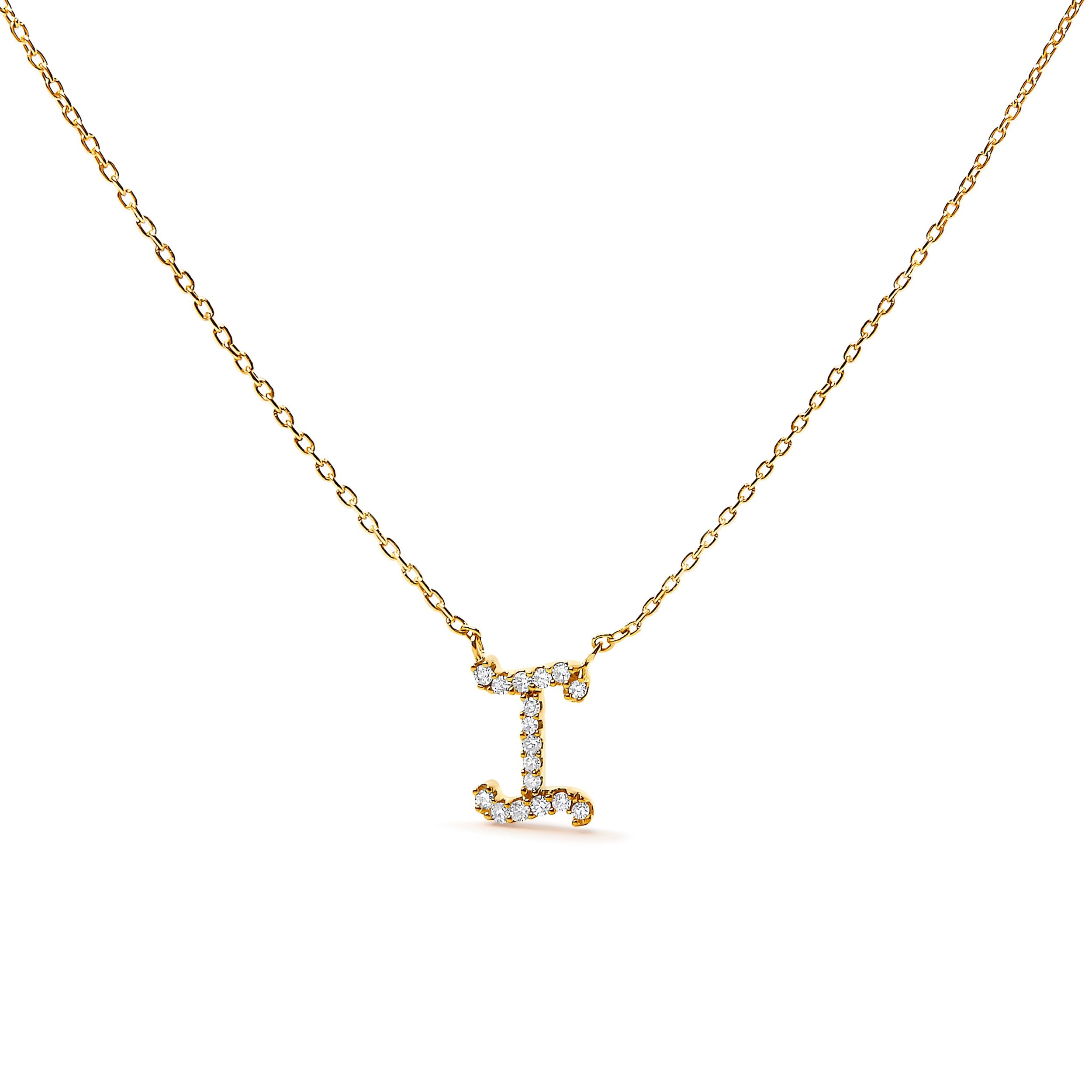 14K White Gold Diamond Accent "A" Initial Script Style Pendant Necklace