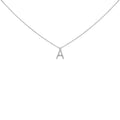 10K White Gold Diamond Accent "A" Block Initial Pendant Necklace