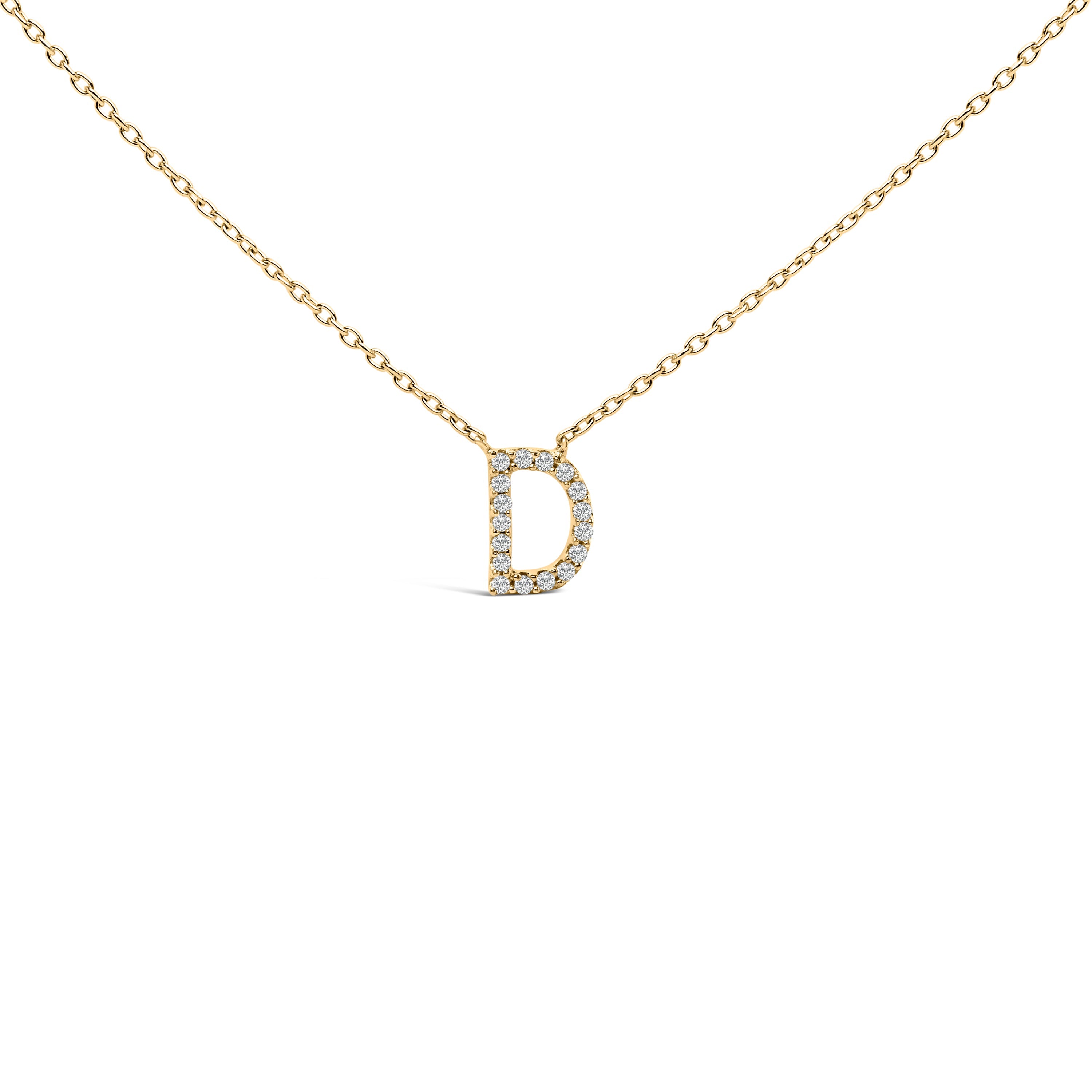 10K White Gold Diamond Accent "A" Block Initial Pendant Necklace