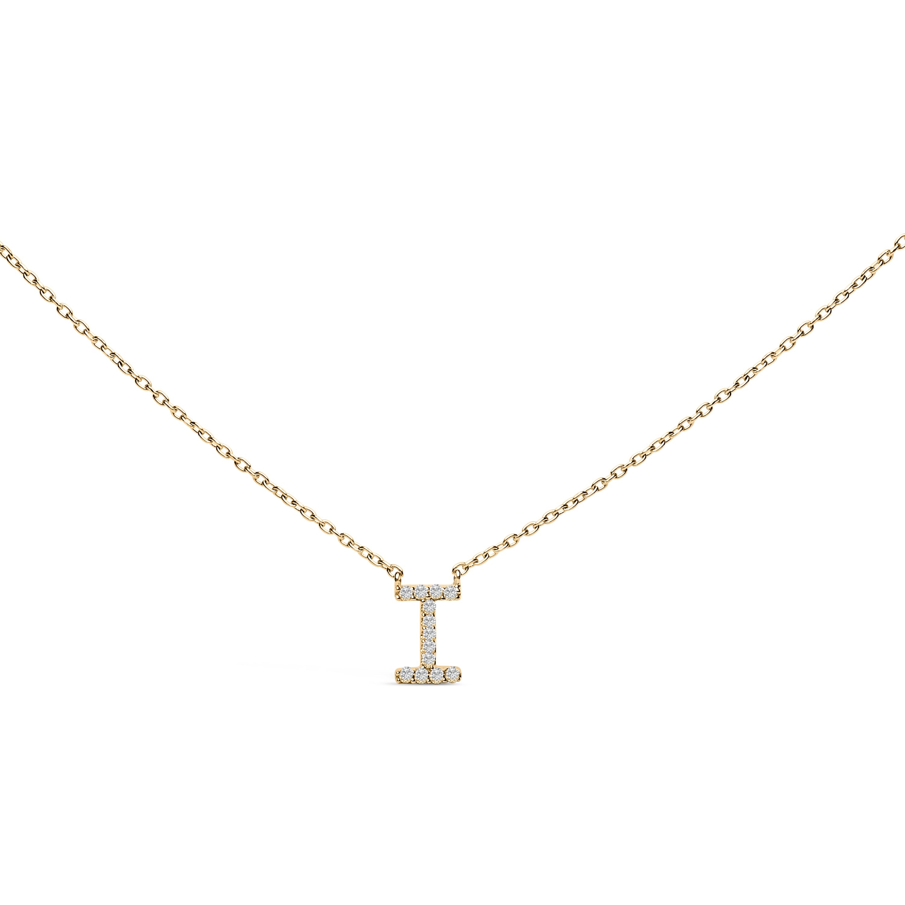 10K White Gold Diamond Accent "A" Block Initial Pendant Necklace