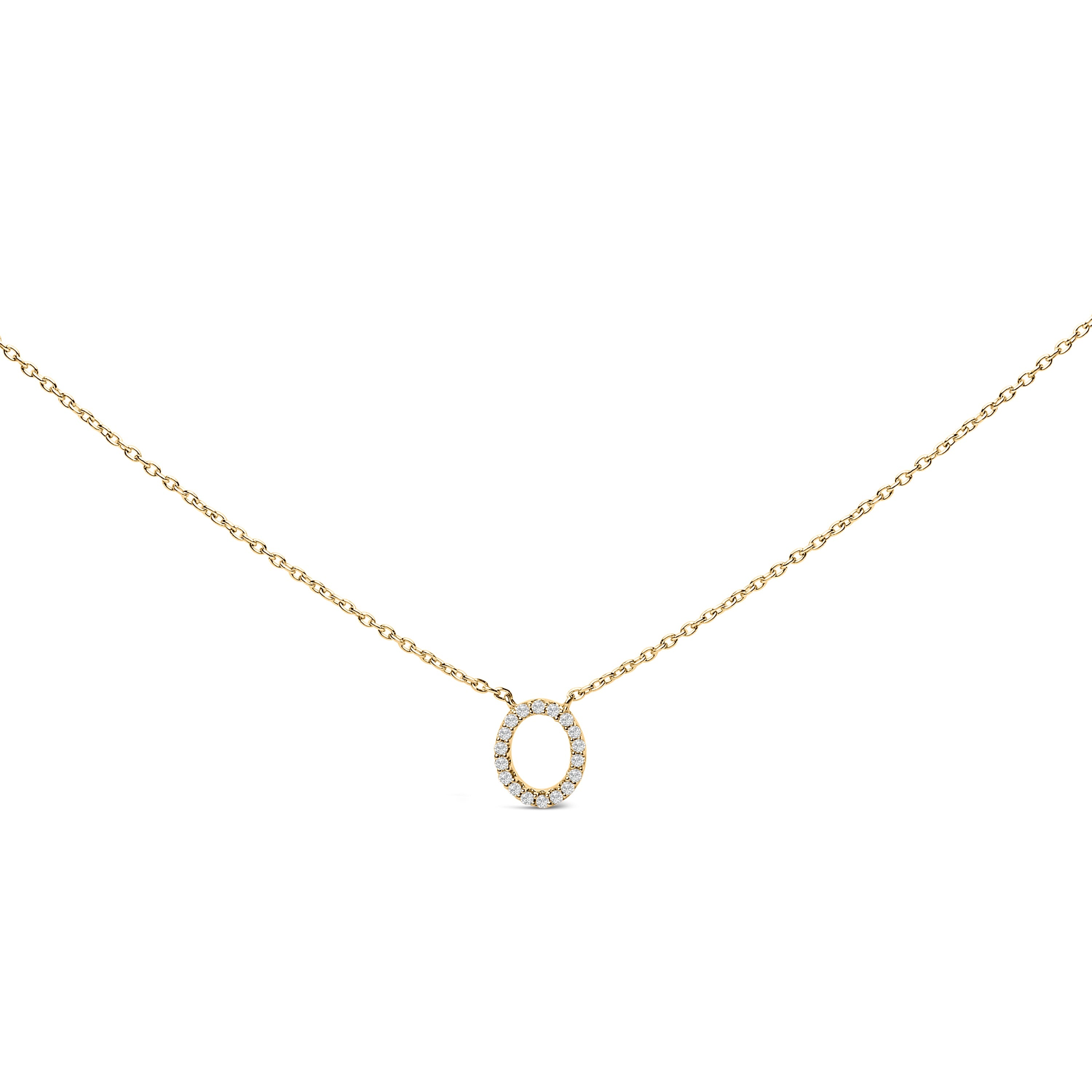 10K White Gold Diamond Accent "A" Block Initial Pendant Necklace