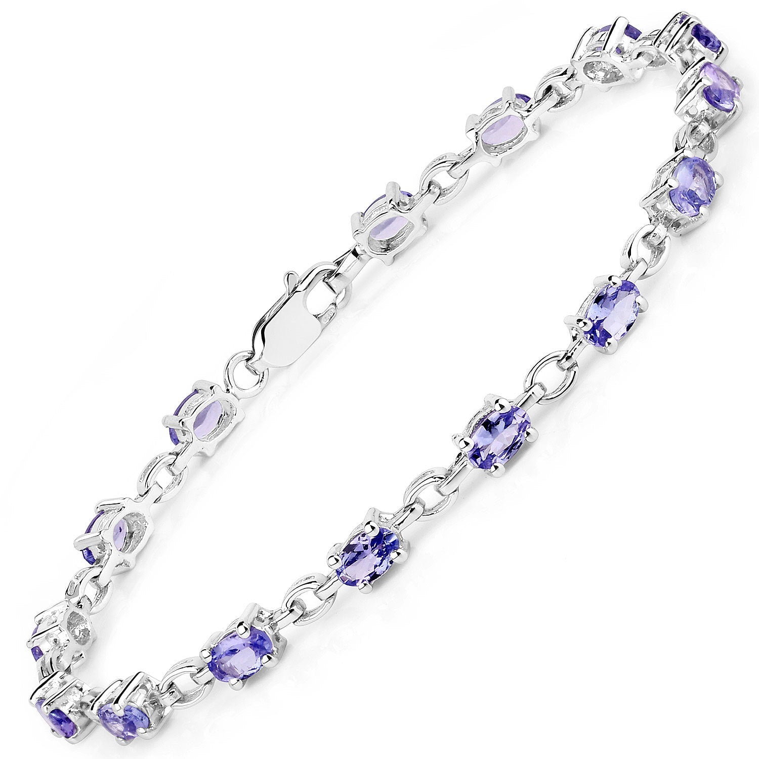 3.12 Carat Genuine Tanzanite .925 Sterling Silver Bracelet