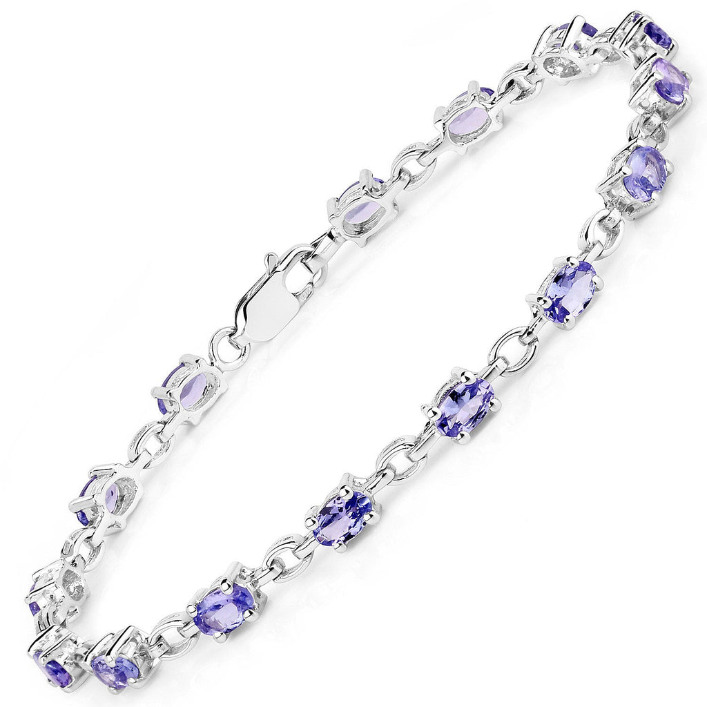 3.12 Carat Genuine Tanzanite .925 Sterling Silver Bracelet