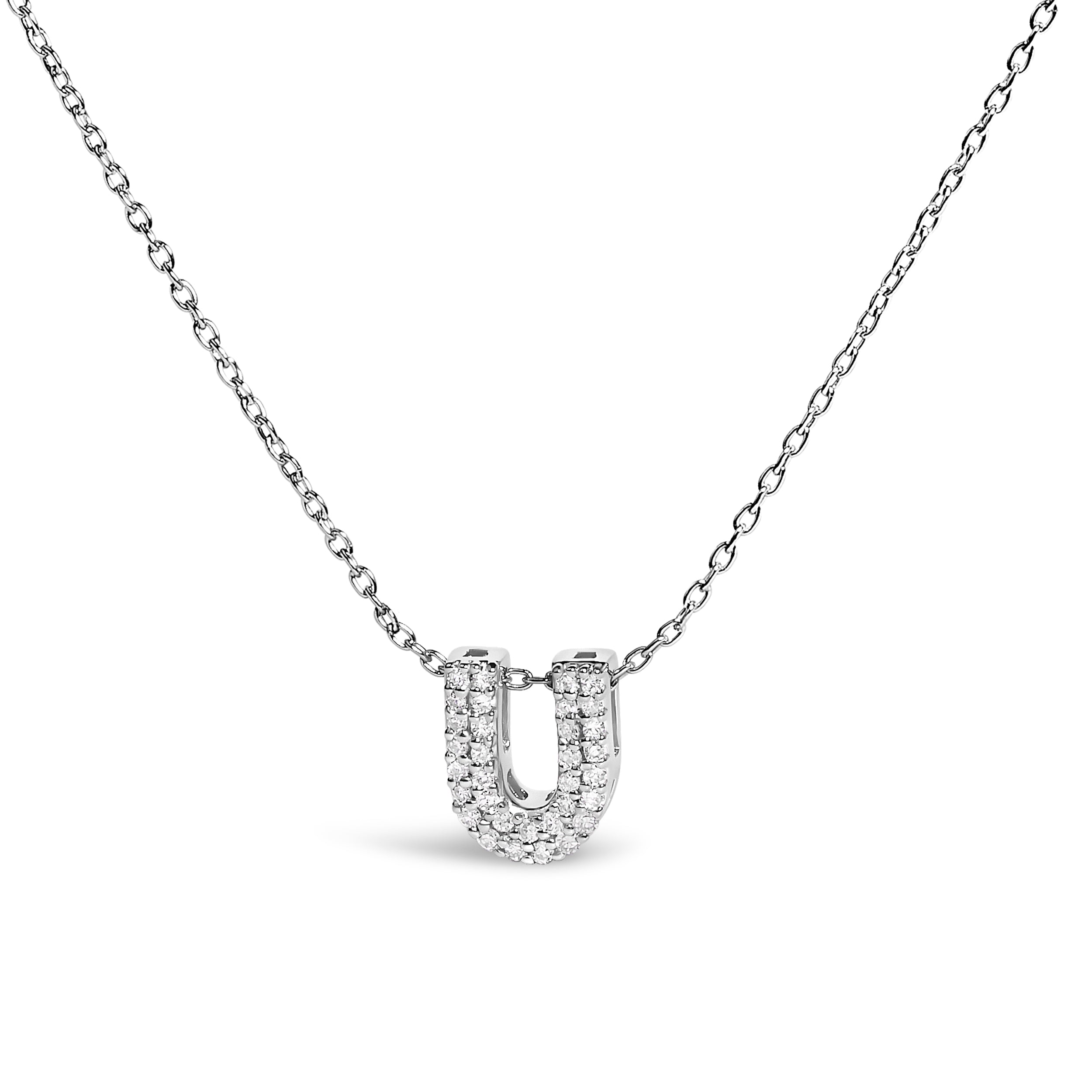10K White Gold Diamond Accent "A" Initial Bubble Pendant Necklace