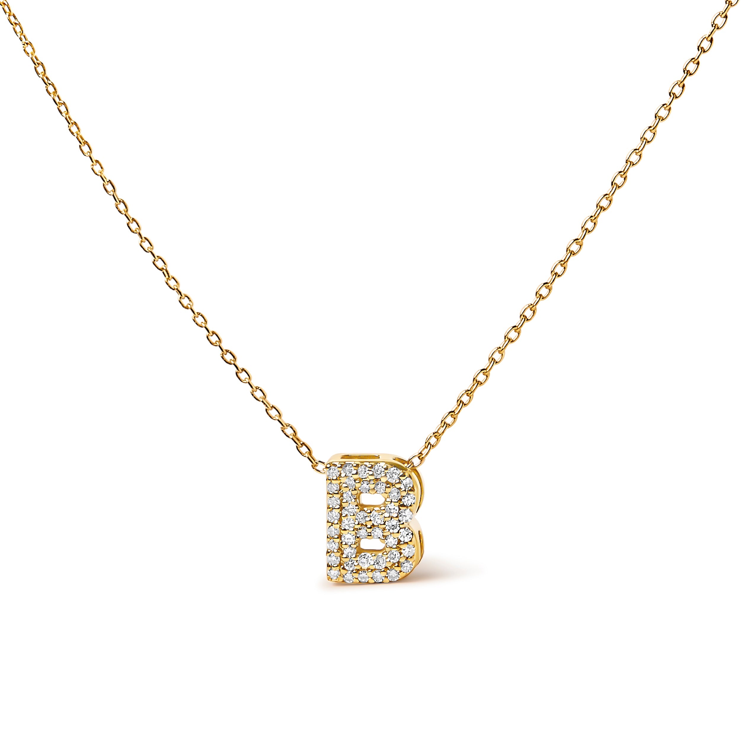 10K White Gold Diamond Accent "A" Initial Bubble Pendant Necklace