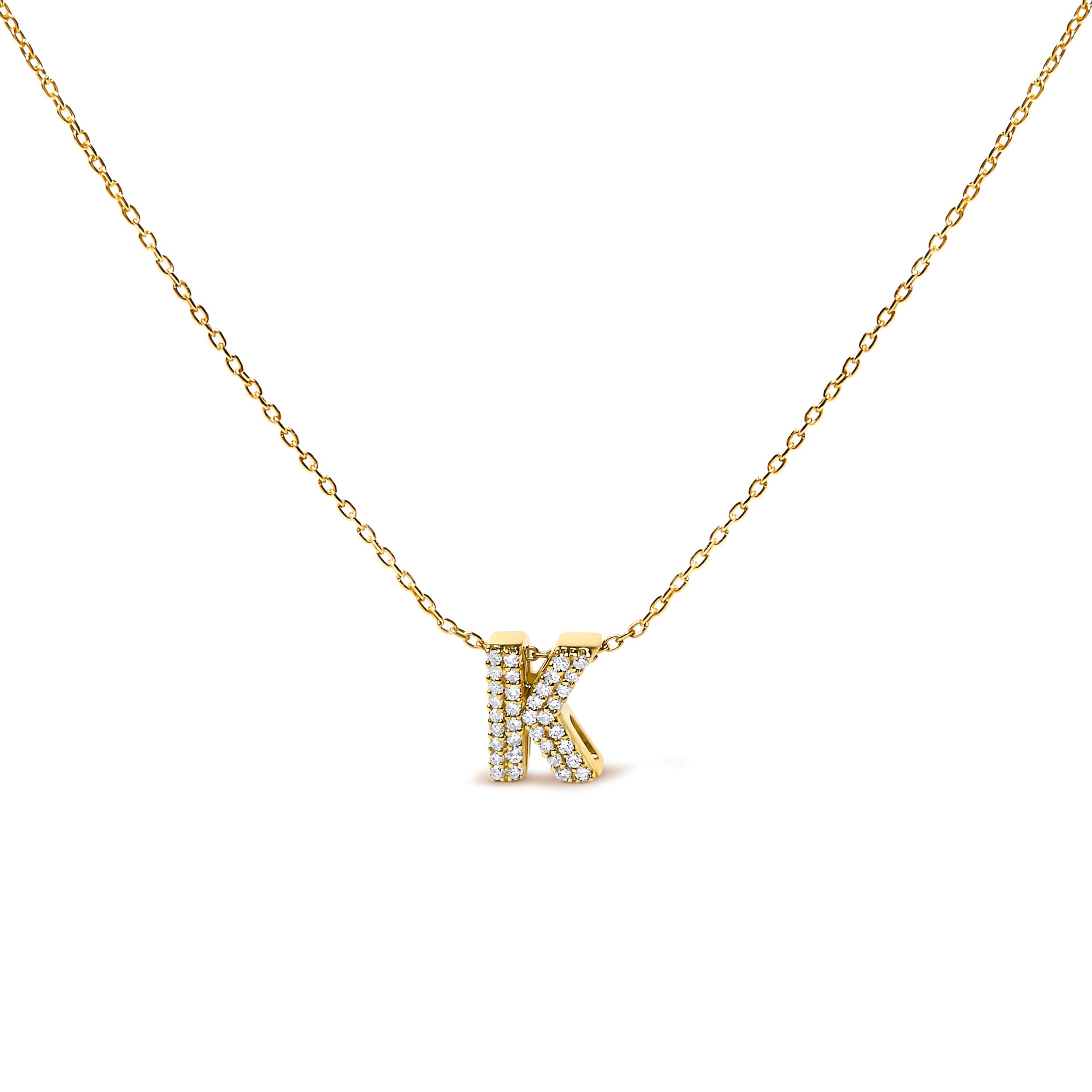 10K White Gold Diamond Accent "A" Initial Bubble Pendant Necklace
