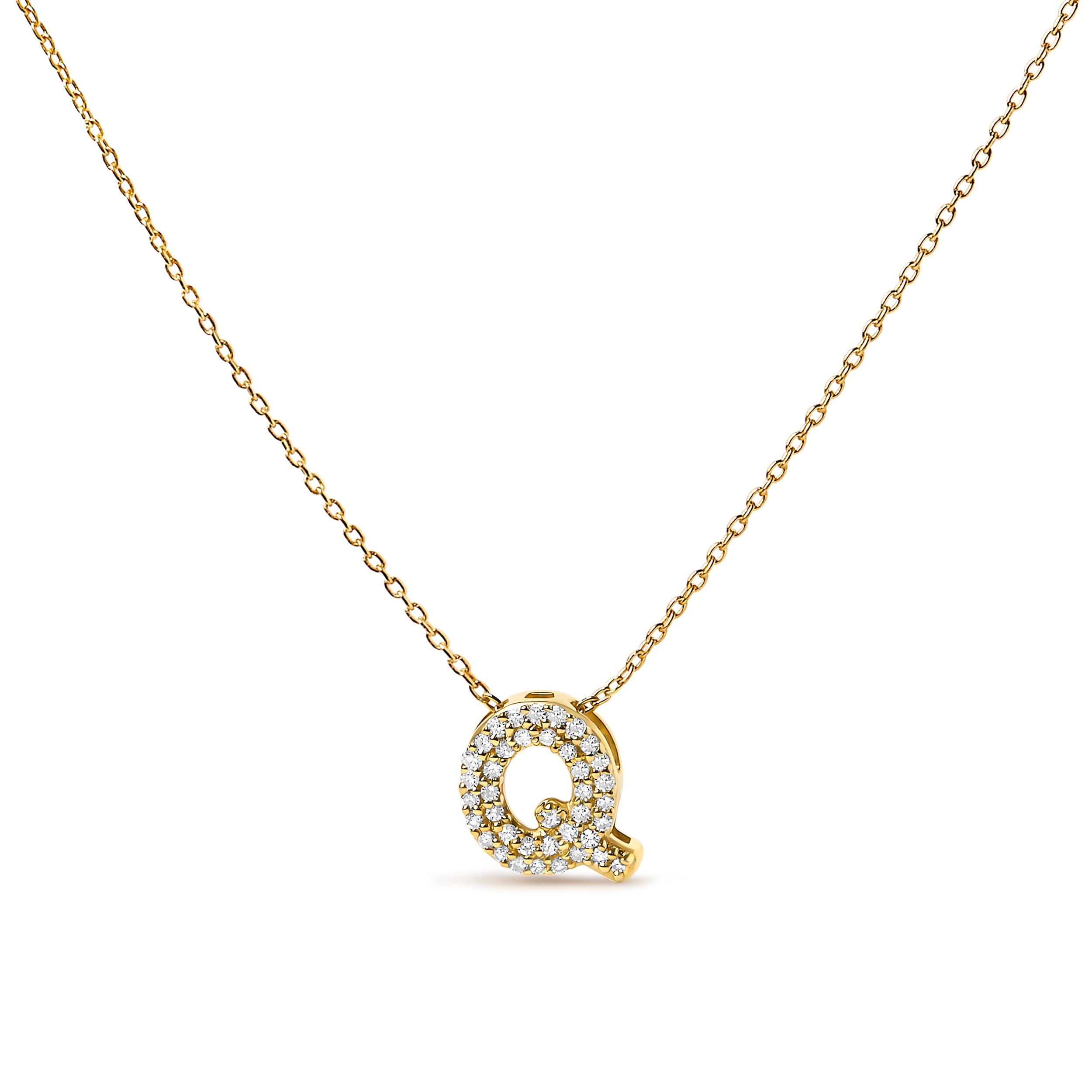 10K White Gold Diamond Accent "A" Initial Bubble Pendant Necklace