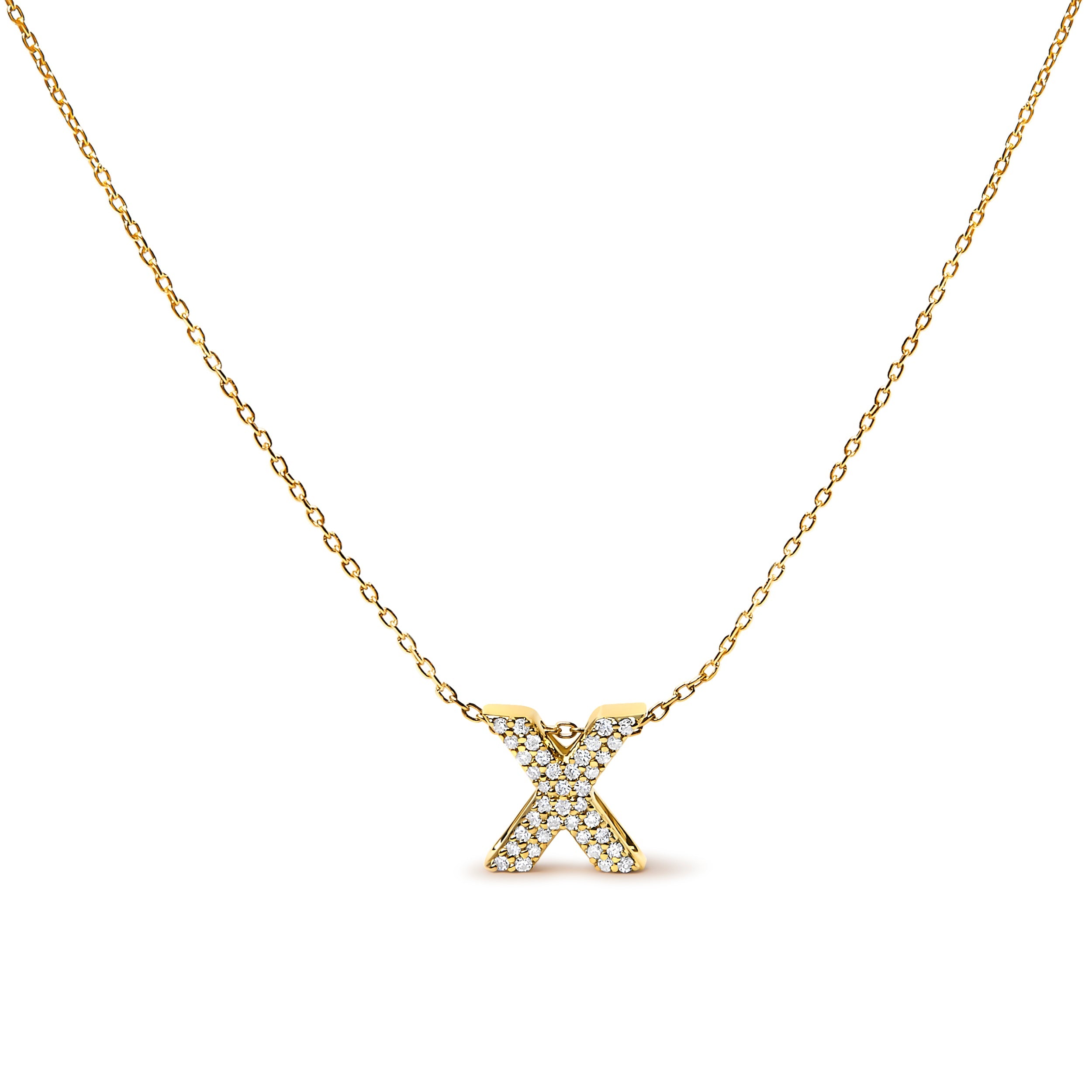 10K White Gold Diamond Accent "A" Initial Bubble Pendant Necklace