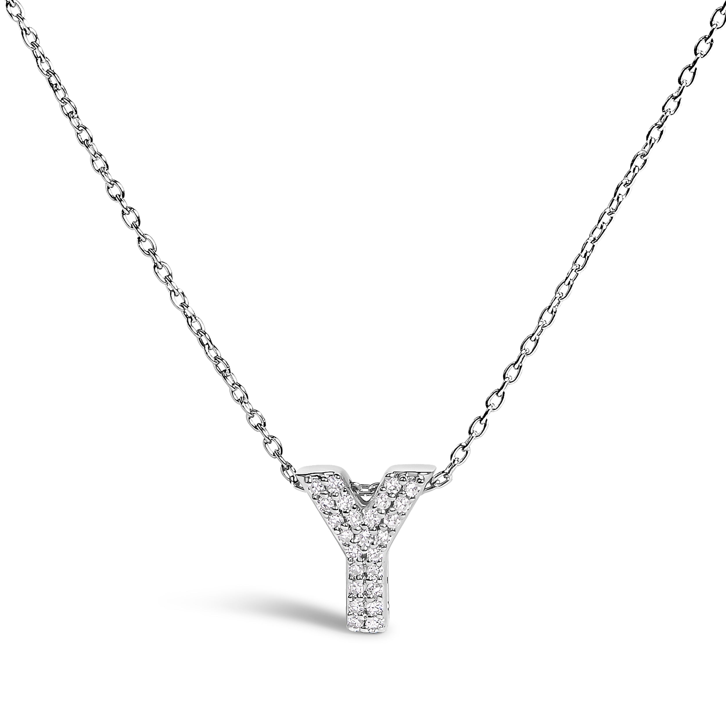 10K White Gold Diamond Accent "A" Initial Bubble Pendant Necklace