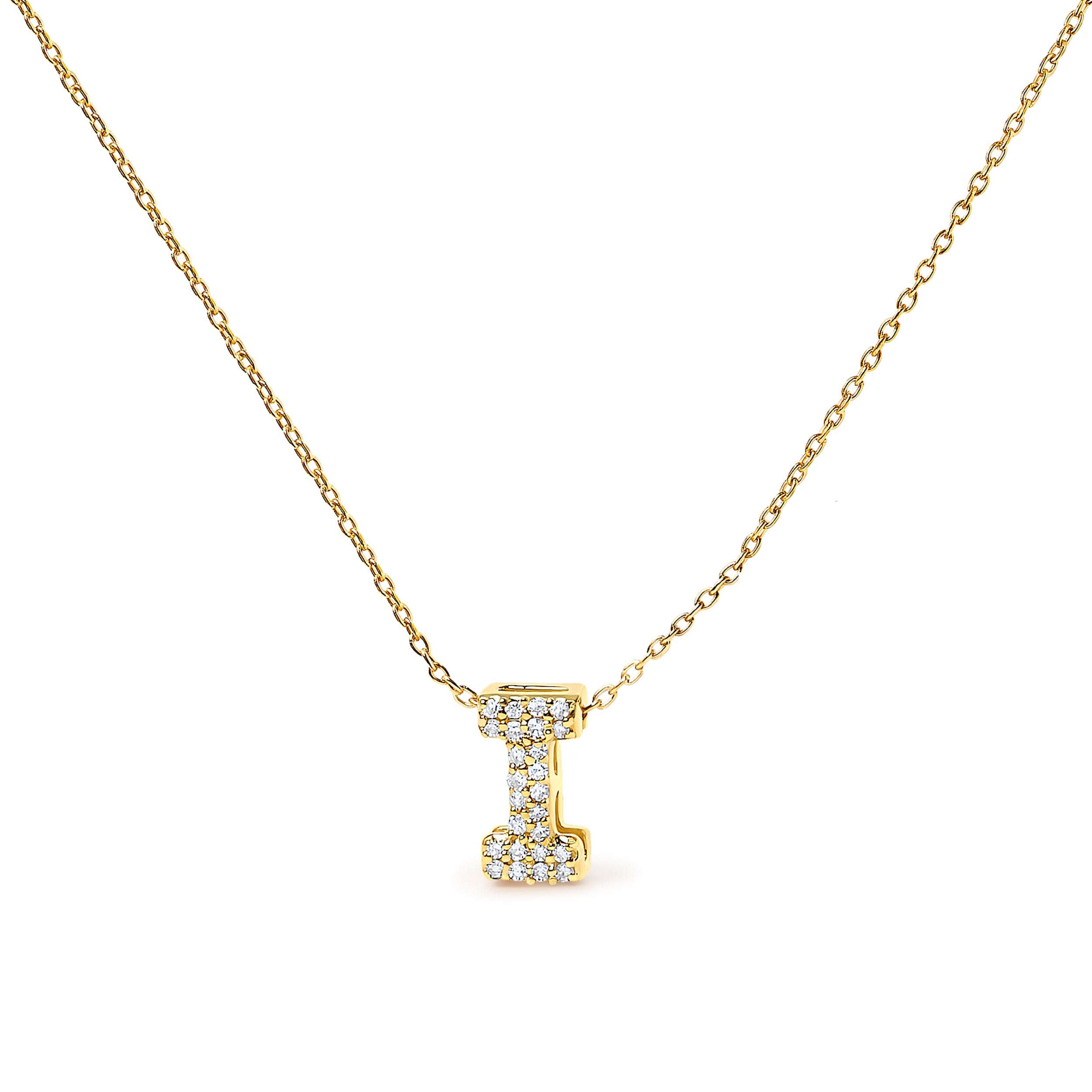 10K White Gold Diamond Accent "A" Initial Bubble Pendant Necklace