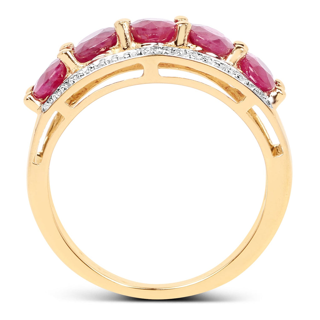Anillo de plata de ley .925 con rubí genuino de 1.90 quilates y baño de oro amarillo de 14K
