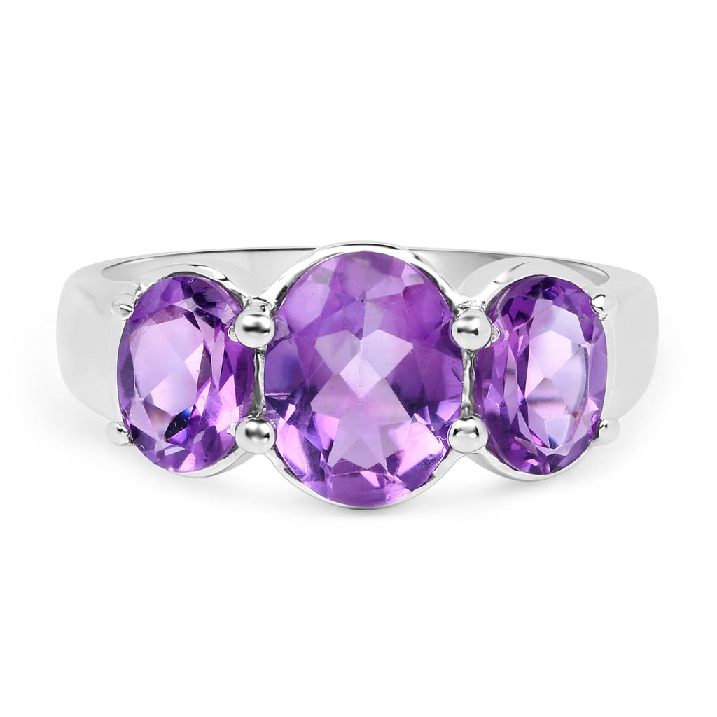 3.20 Carat Genuine Amethyst .925 Sterling Silver Ring