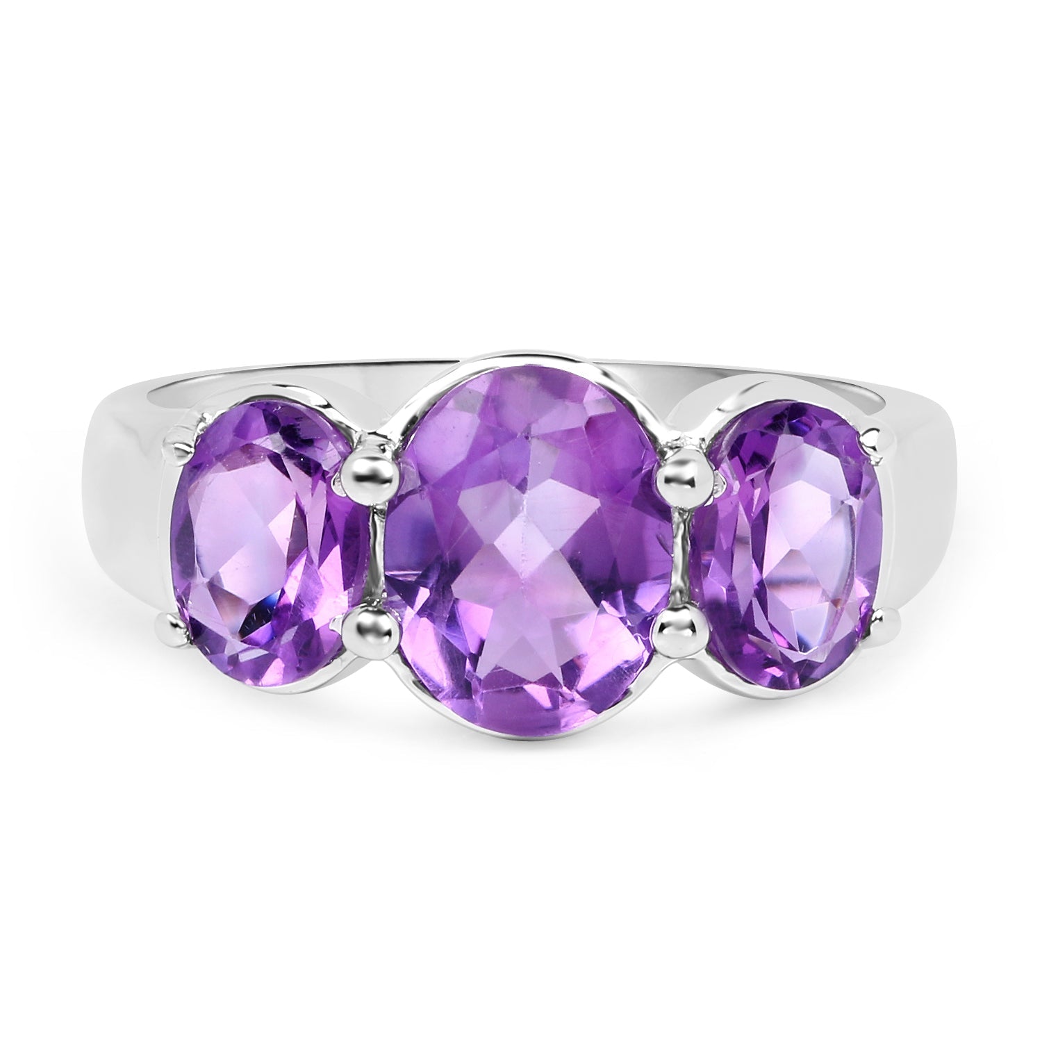3.20 Carat Genuine Amethyst .925 Sterling Silver Ring