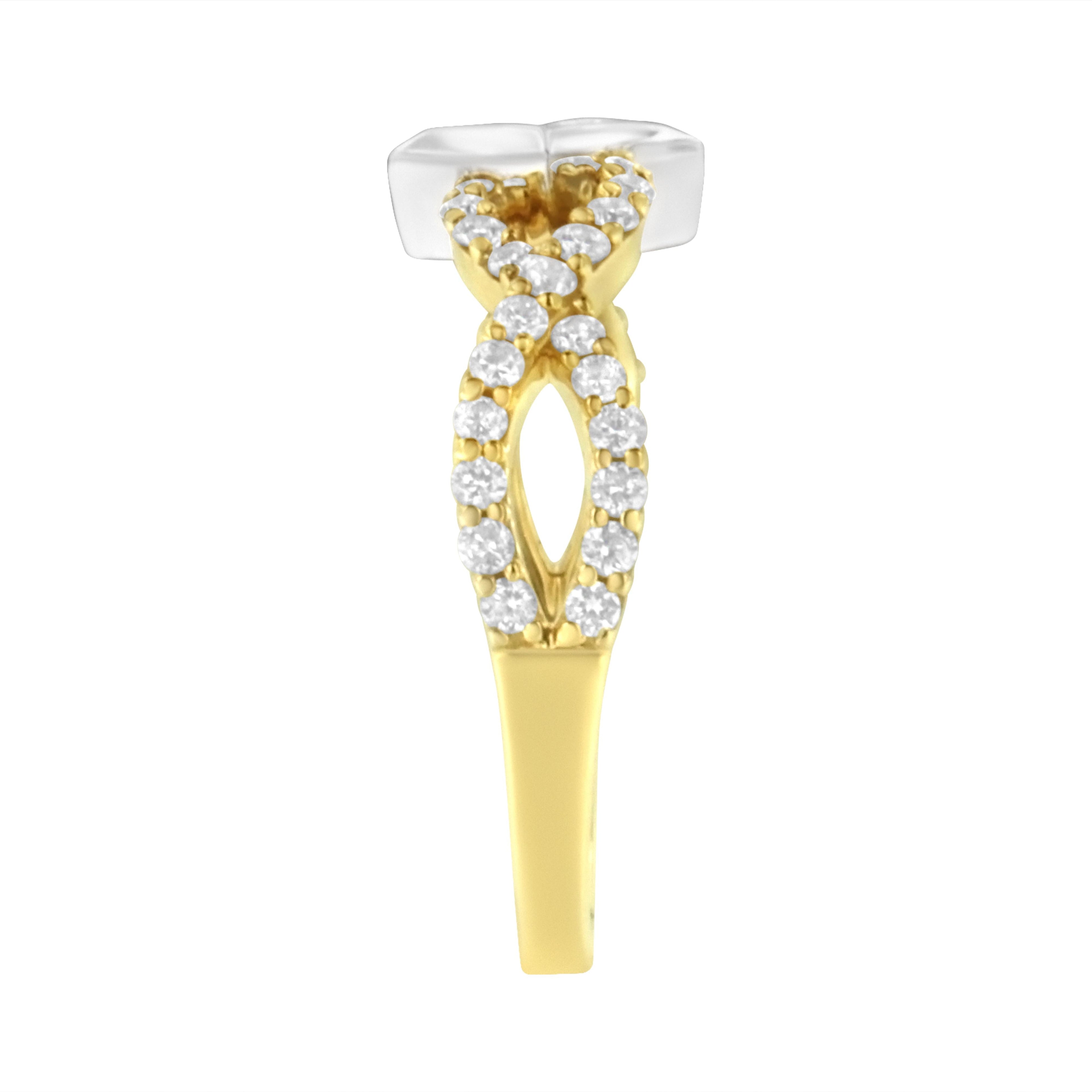 10K Two-Tone 5/8 Carat Total Weight Diamond Kite and Twist Shank Ring (H-I Color, SI2-I1 Clarity)