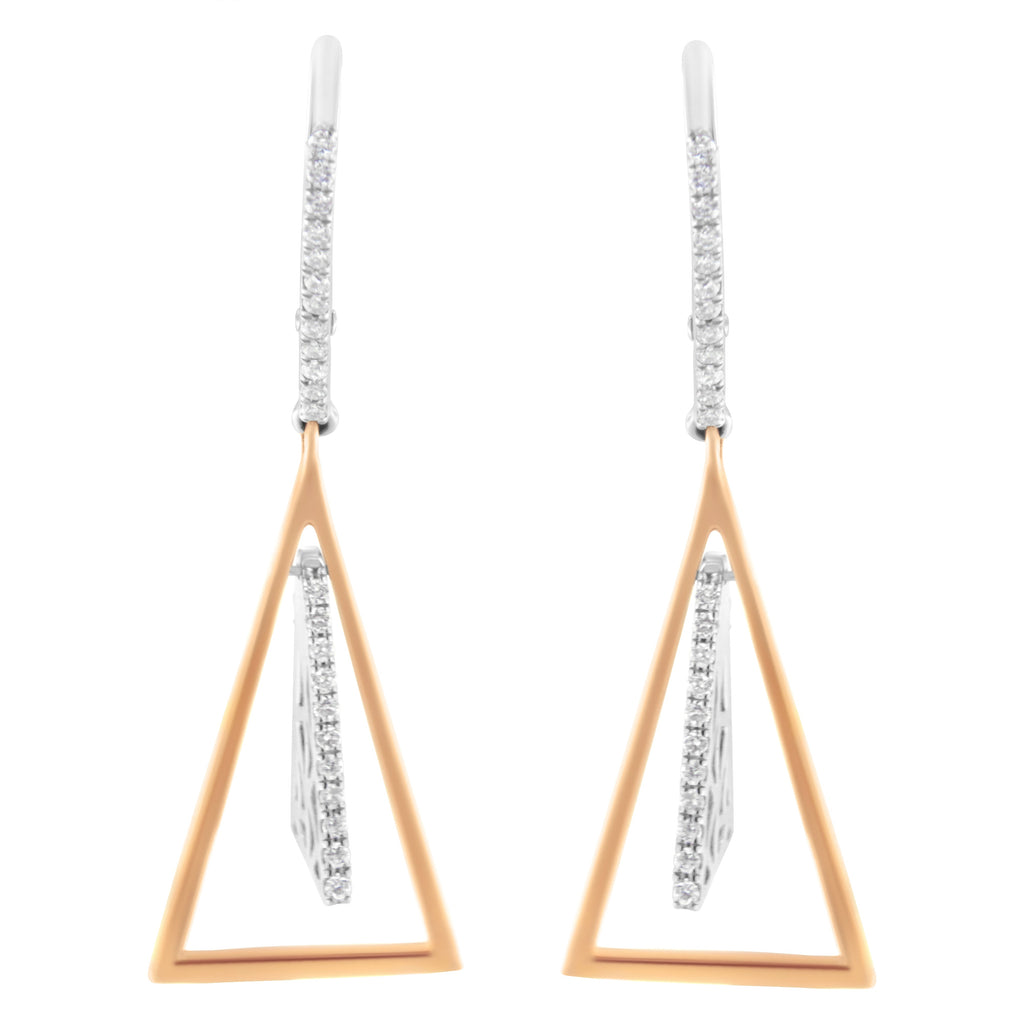 14K Rose and White Gold 3/8 Carat Total Weight Diamond Windchime Drop and Dangle Earrings (G-H Color, SI1-SI2 Clarity)