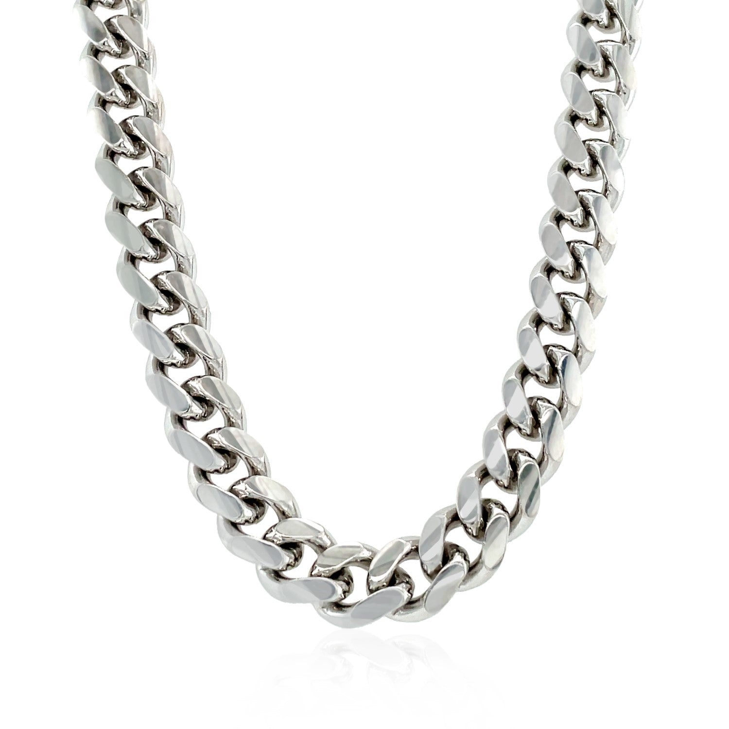 Sterling Silver Rhodium Plated 8.4mm Miami Cuban Chain