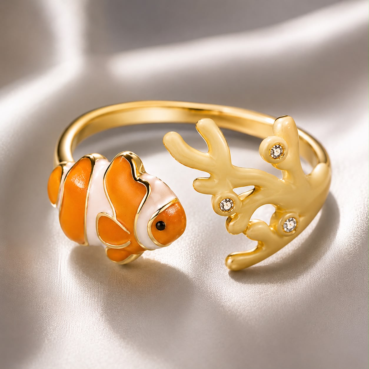 925 Sterling Silver Enamel Gold-Plated Ring for Women