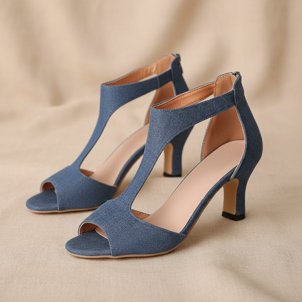 Women's Faux Fur Almond-Toe Mid-Heel Sandals – Strappy Gladiator Style