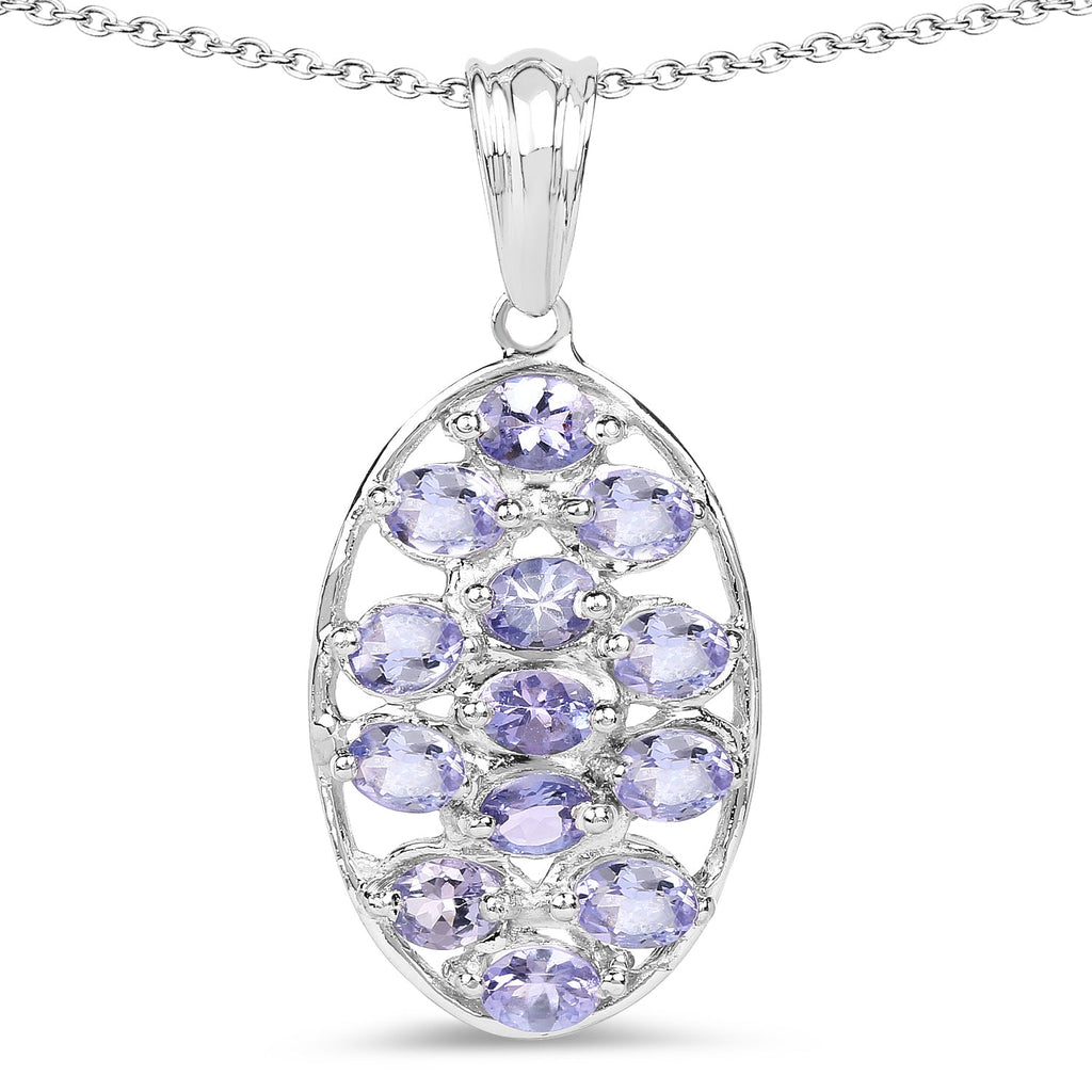 2.21 Carat Genuine Tanzanite .925 Sterling Silver Pendant