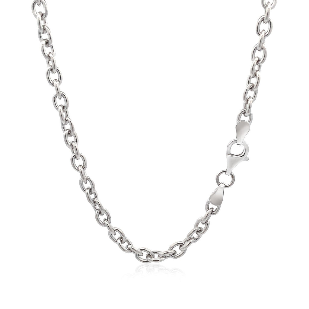 Pulsera de cadena de plata de ley con baño de rodio y motivo de corazón plano