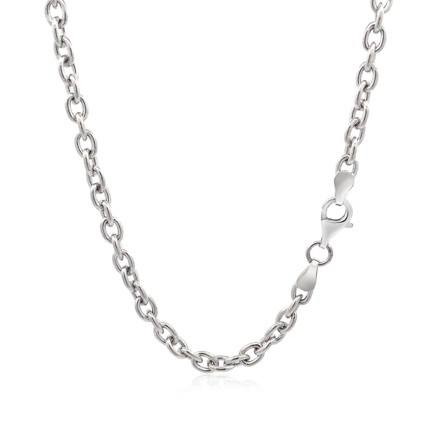 Pulsera de cadena de plata de ley con baño de rodio y motivo de corazón plano
