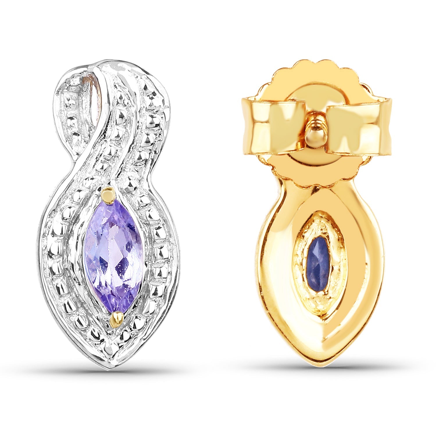 14K Yellow Gold Plated 0.28 Carat Genuine Tanzanite .925 Sterling Silver Earrings