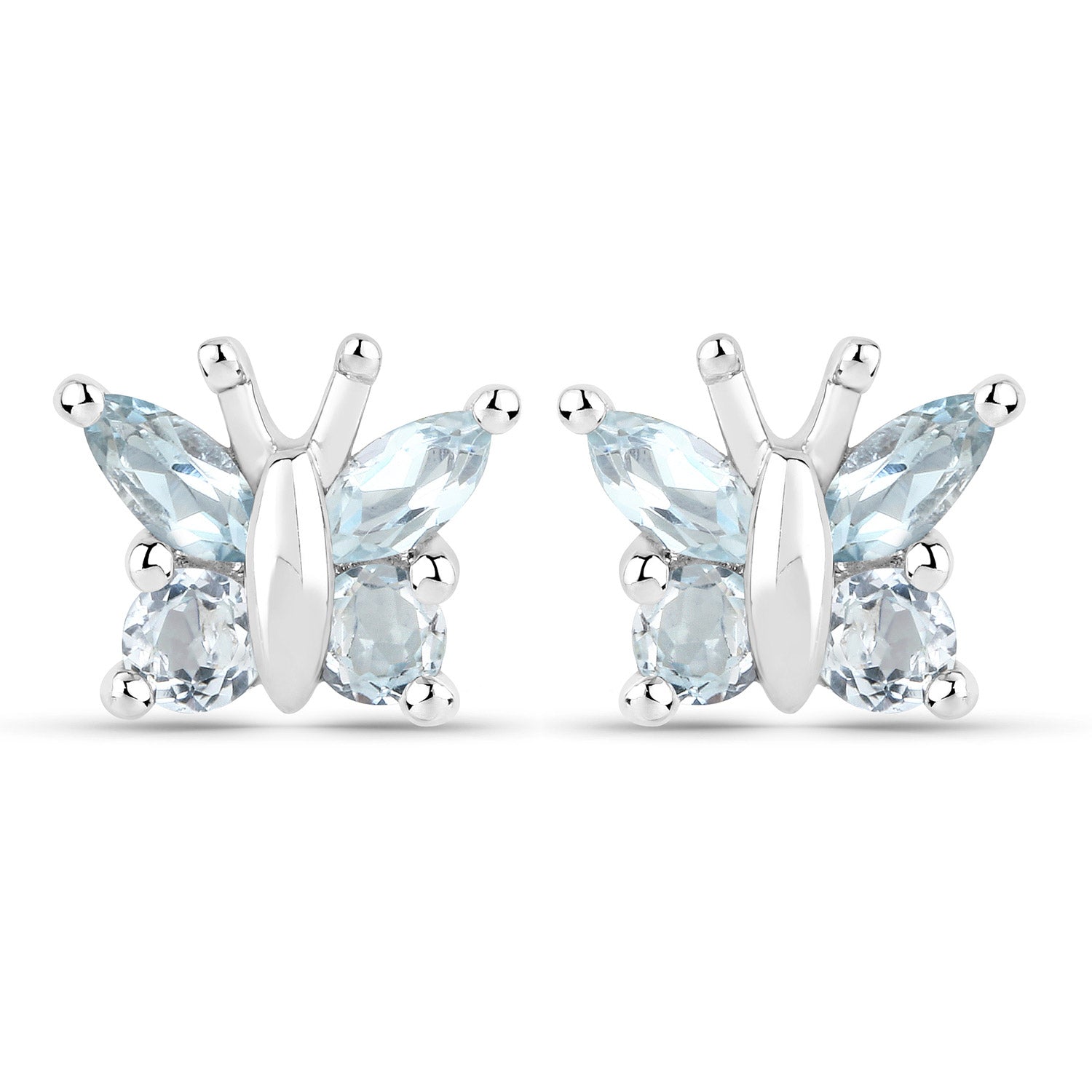18K White Gold Plated 1.12 Carat Genuine Blue Topaz .925 Sterling Silver Earrings