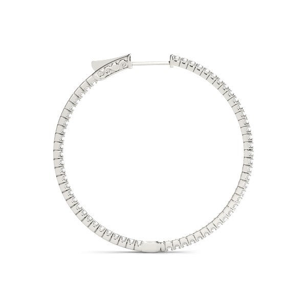 14k White Gold Slim Two-Sided Diamond Hoop Earrings (1 1/2 cttw)