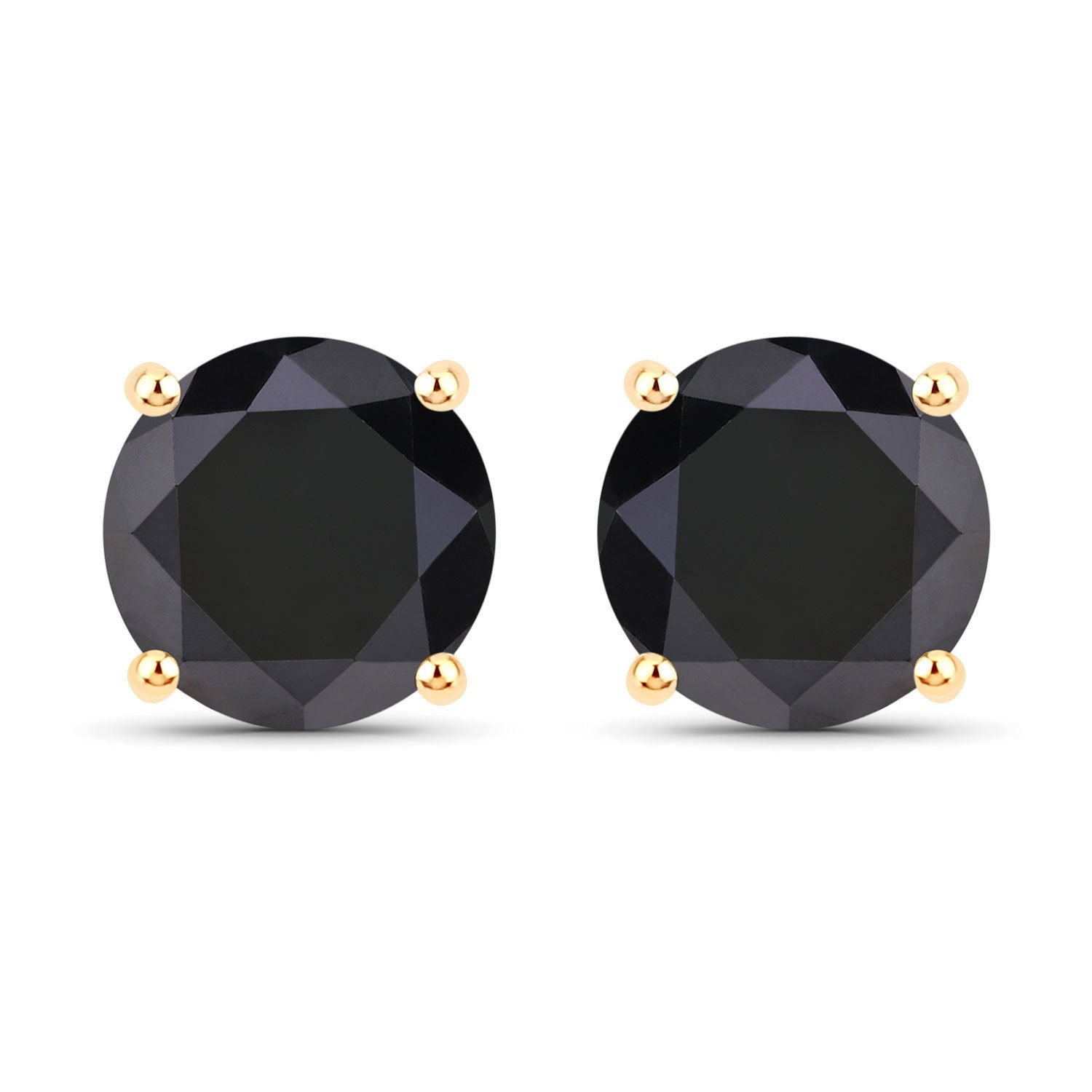 4.77 Carat Genuine Black Diamond 14K Yellow Gold Earrings