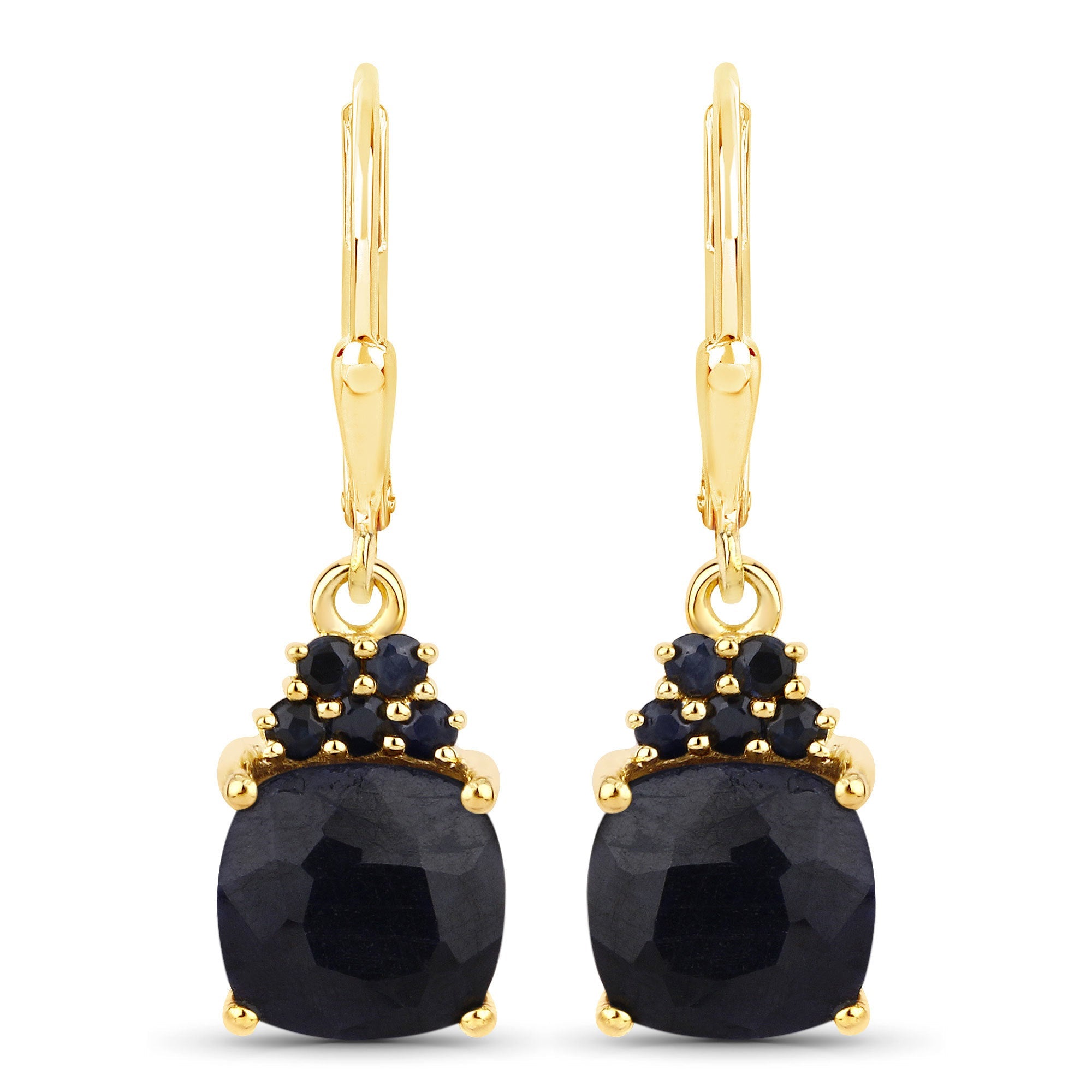 6.20 Carat Dyed Sapphire and Blue Sapphire .925 Sterling Silver Earrings