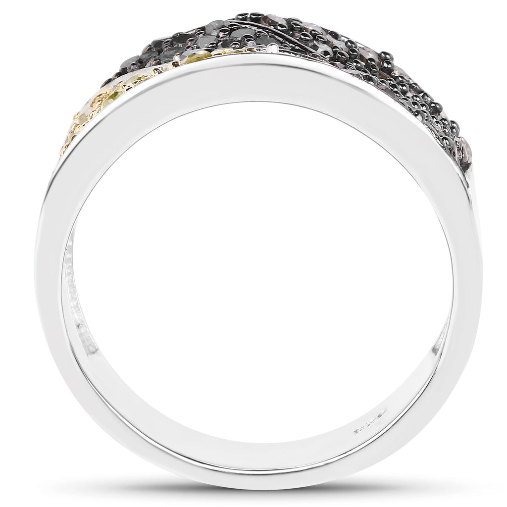 1.32 Carat Genuine Multi Diamond .925 Sterling Silver Ring