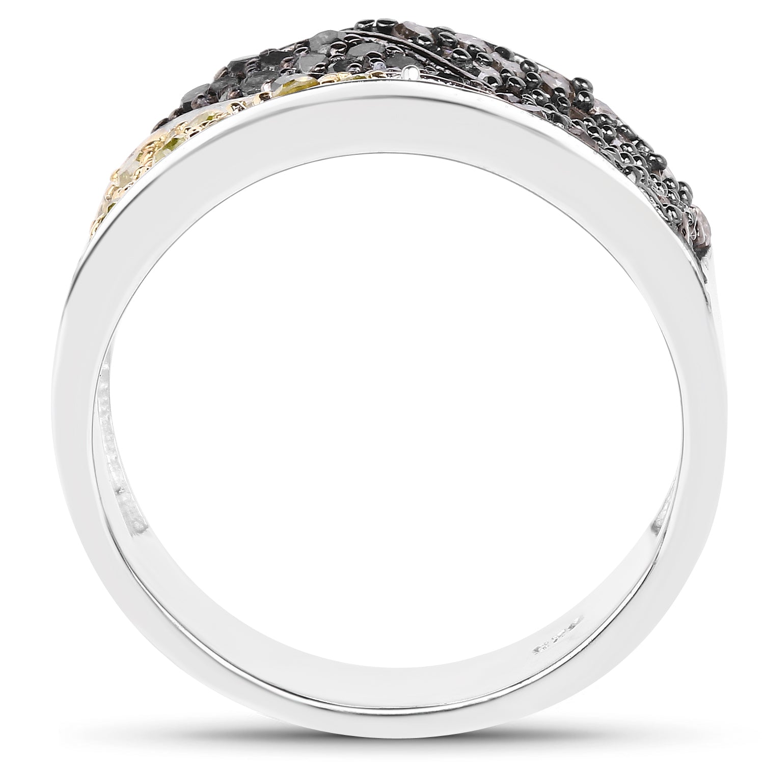 1.32 Carat Genuine Multi Diamond .925 Sterling Silver Ring