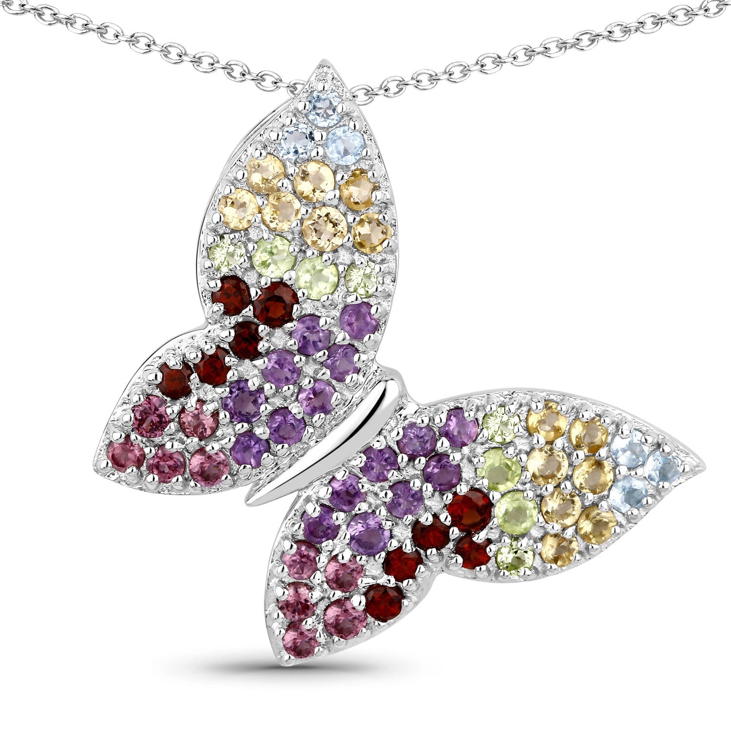 1.62 Carat Genuine Multi-Stone .925 Sterling Silver Pendant