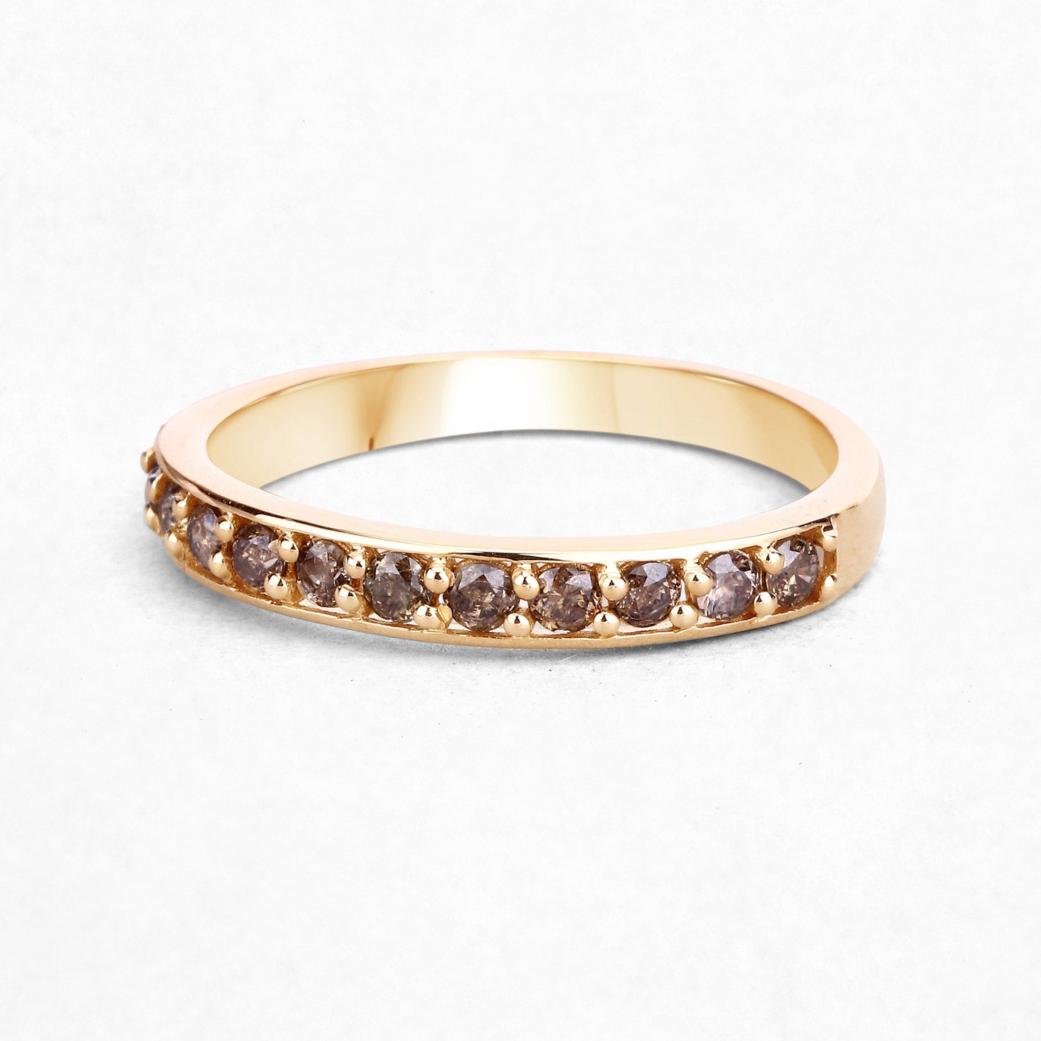 0.45 Carat Genuine Champagne Diamond 14K Yellow Gold Ring (I1-I2)
