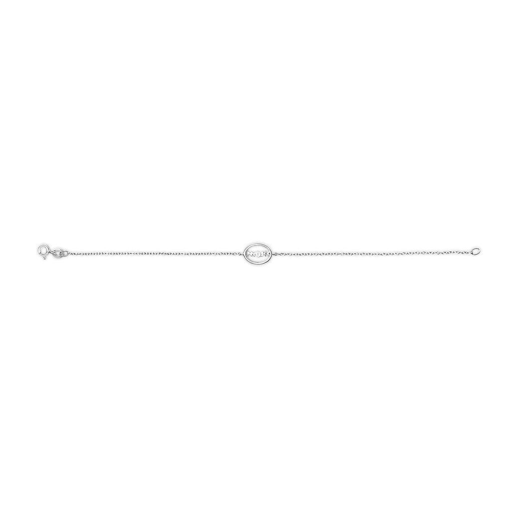 .925 Sterling Silver Diamond Accent MOM Charm Bracelet (J-K Color, I2-I3 Clarity) - 7" Inches