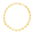 14k Yellow Gold 7 inch Mirrored Heart Chain Bracelet